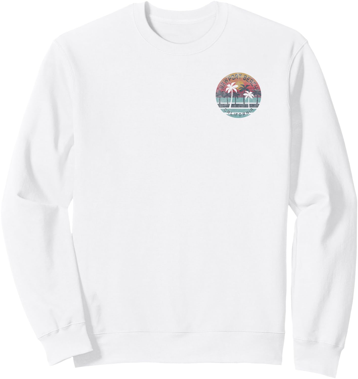 Newport Beach, California Palm Tree Graphic Sweatshirt - Sweatshirt | White