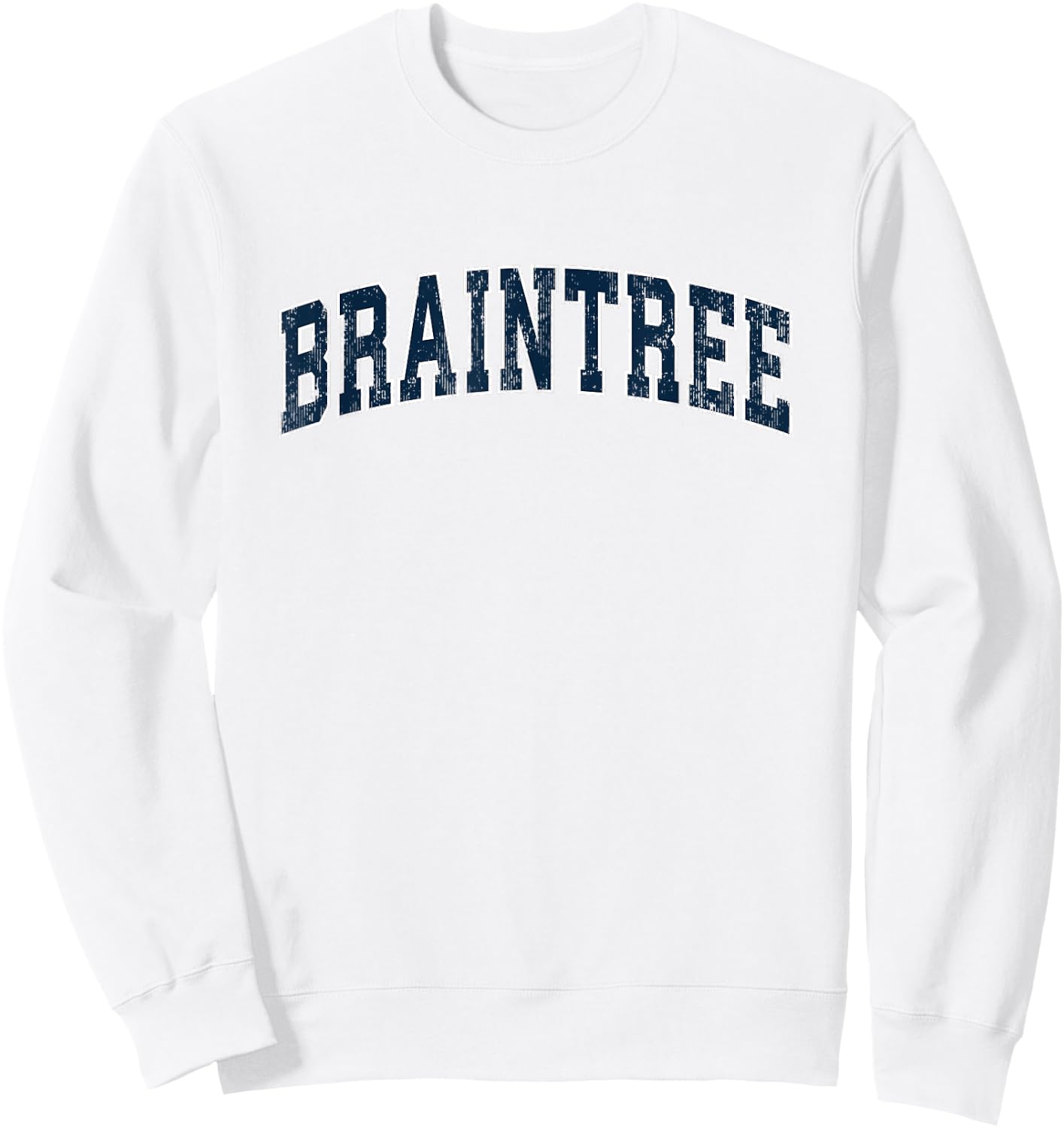 Braintree Massachusetts MA Vintage Sports Design Navy Design Sweatshirt - Sweatshirt | White