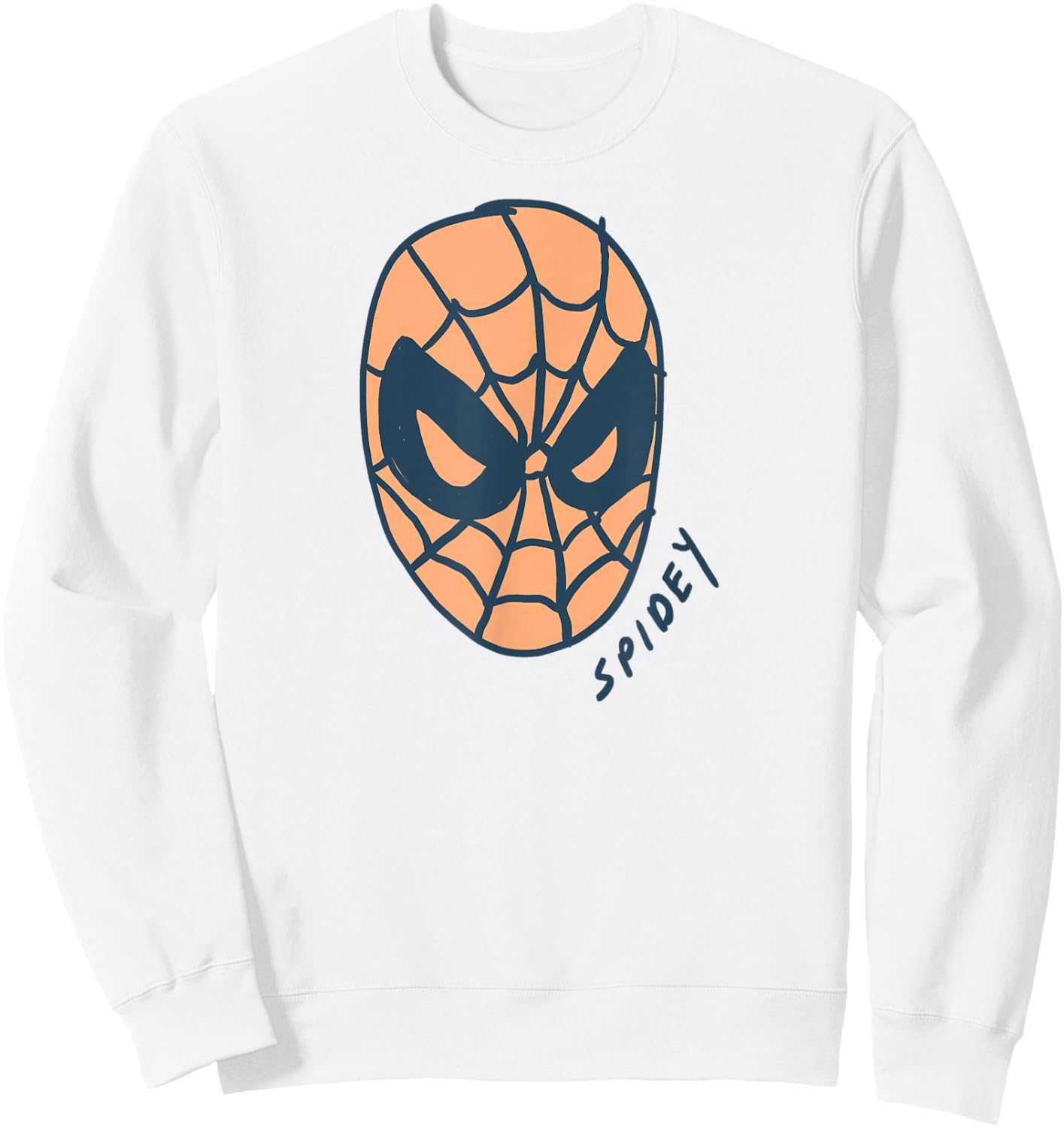 Amazon Essentials Men's MARVEL SPIDER-MAN SPIDEY MASK , White, Small Sweatshirt - Sweatshirt | White
