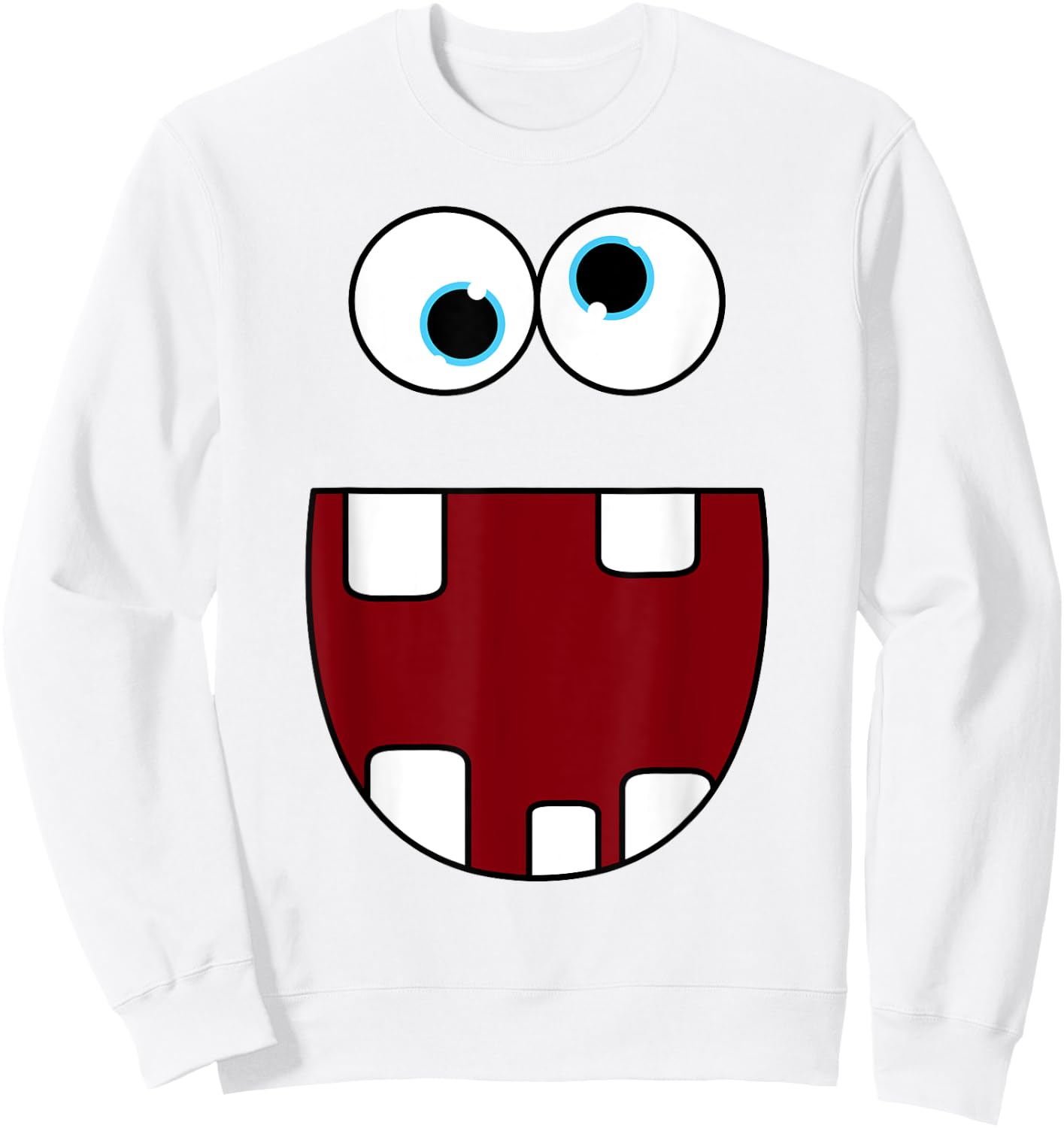 Funny Silly Monster Face Smiling Easy Halloween Costume Sweatshirt - Sweatshirt | White