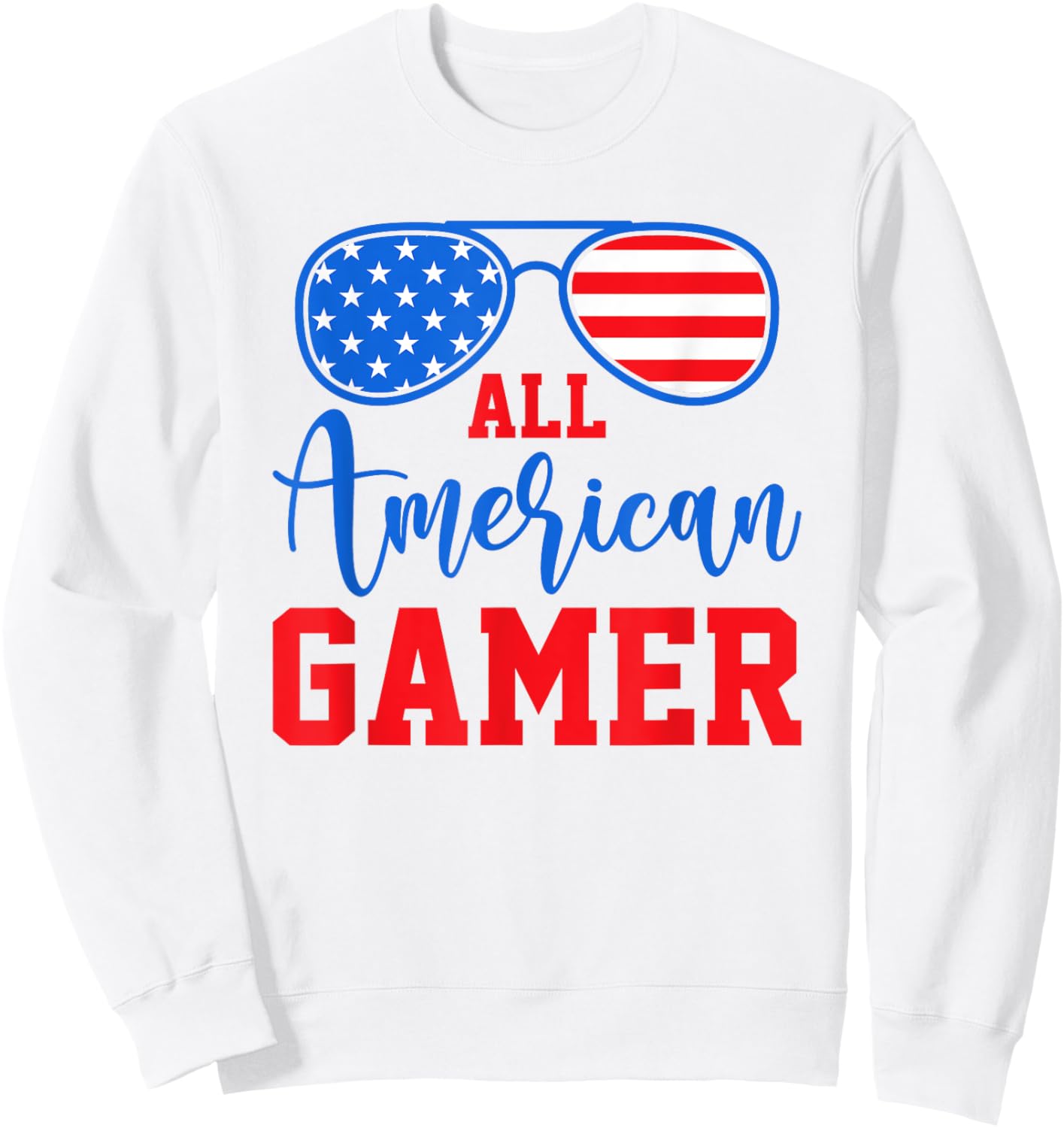 All American Gamer Patriot Men Boys Kids Teen Youth Sweatshirt - Sweatshirt | White
