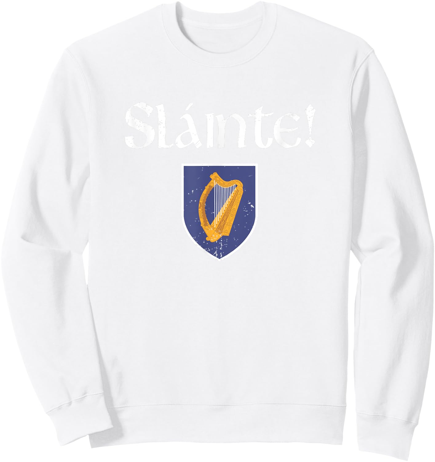 Slainte Shirt Coat of Arms Irish Patriotic St Patrick' Day Men Sweatshirt - Sweatshirt | White