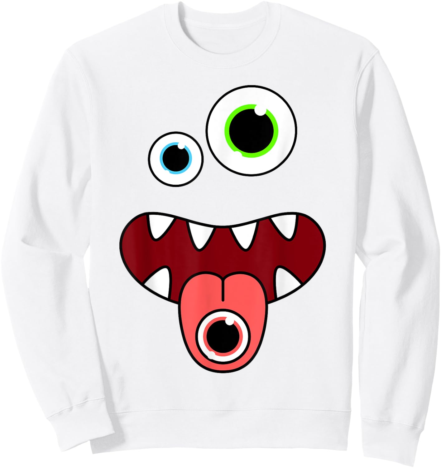 Funny Silly Monster Face Easy Birthday Halloween Costume Sweatshirt - Sweatshirt | White