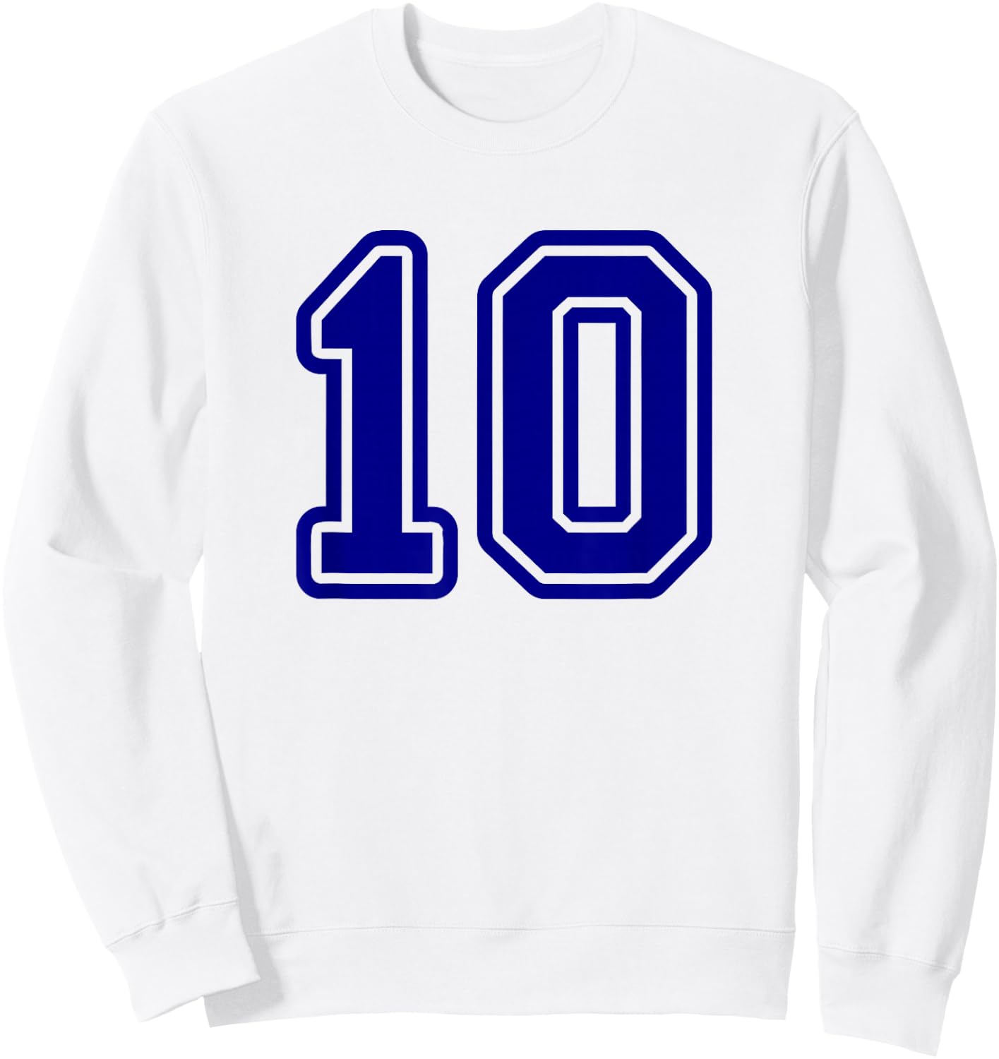 Blue Sports Team Number 10 Sweatshirt - Sweatshirt | White