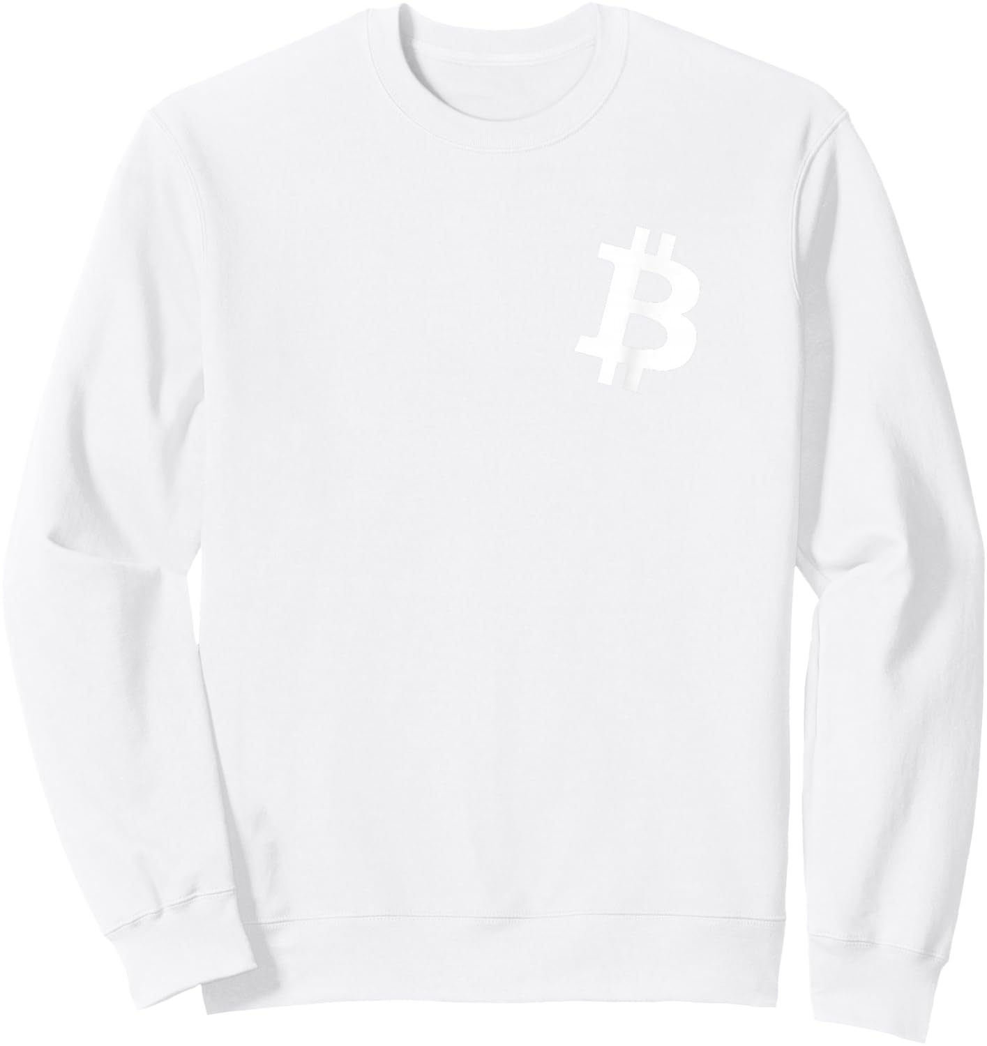 Orange Bitcoin Symbol Small Breast Pocket White Text BTC Sweatshirt - Sweatshirt | White
