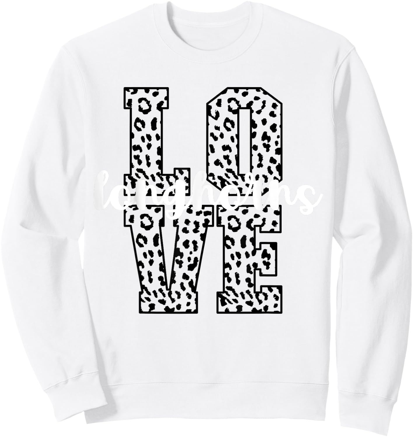 Longhorns Love Team Mascot School Spirit Game Night Leopard Sweatshirt - Sweatshirt | White