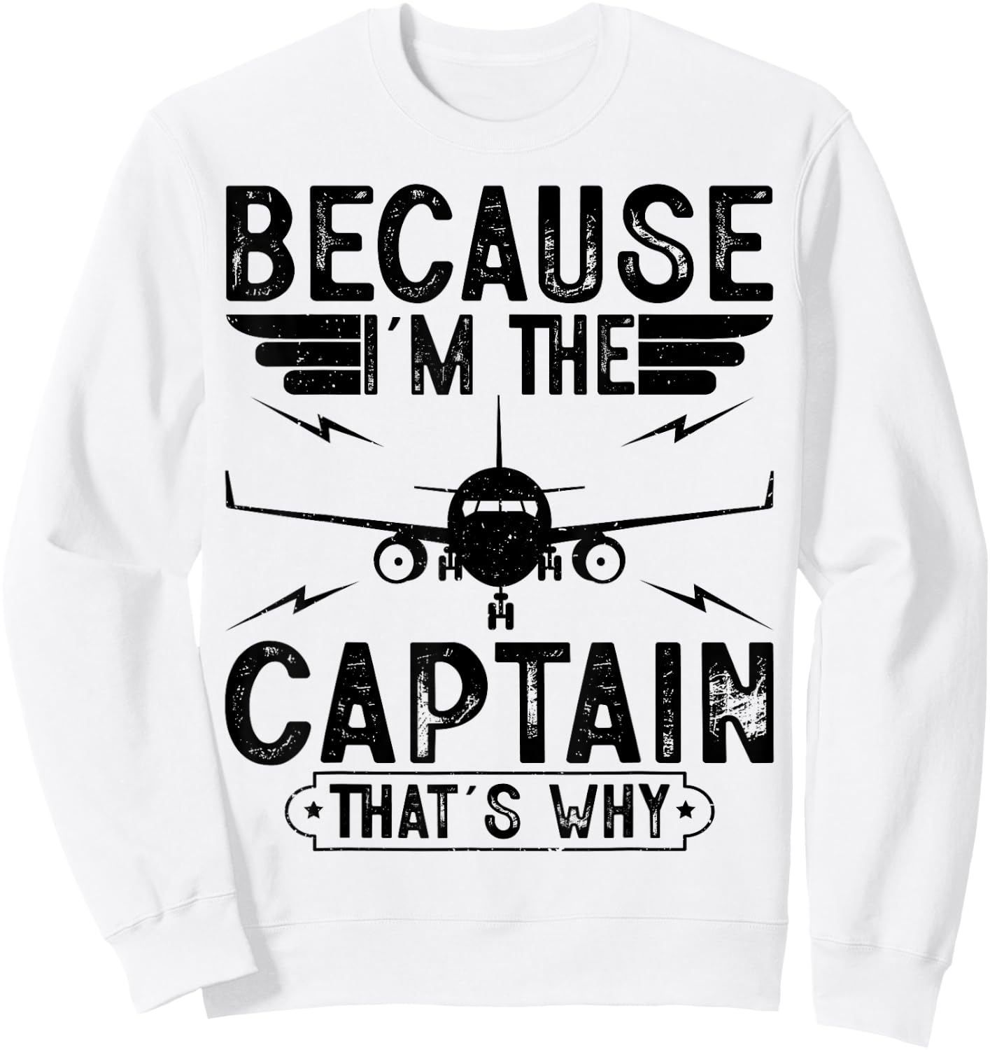 Because I'm The Captain Retro Airplanes Pilot Aviation Gifts Sweatshirt - Sweatshirt | White