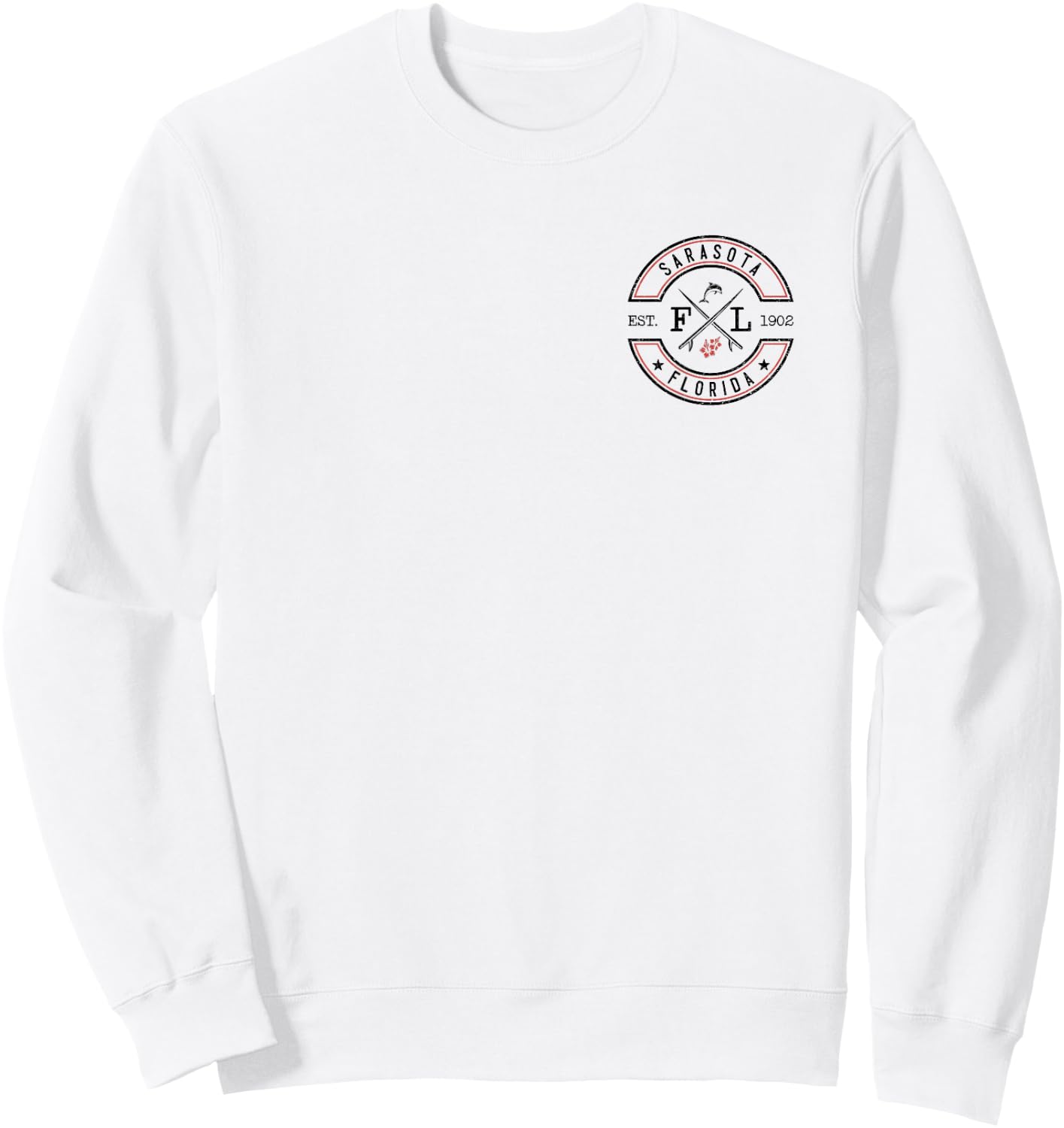 Sarasota Florida FL Retro Surfer Front & Back Sweatshirt - Sweatshirt | White