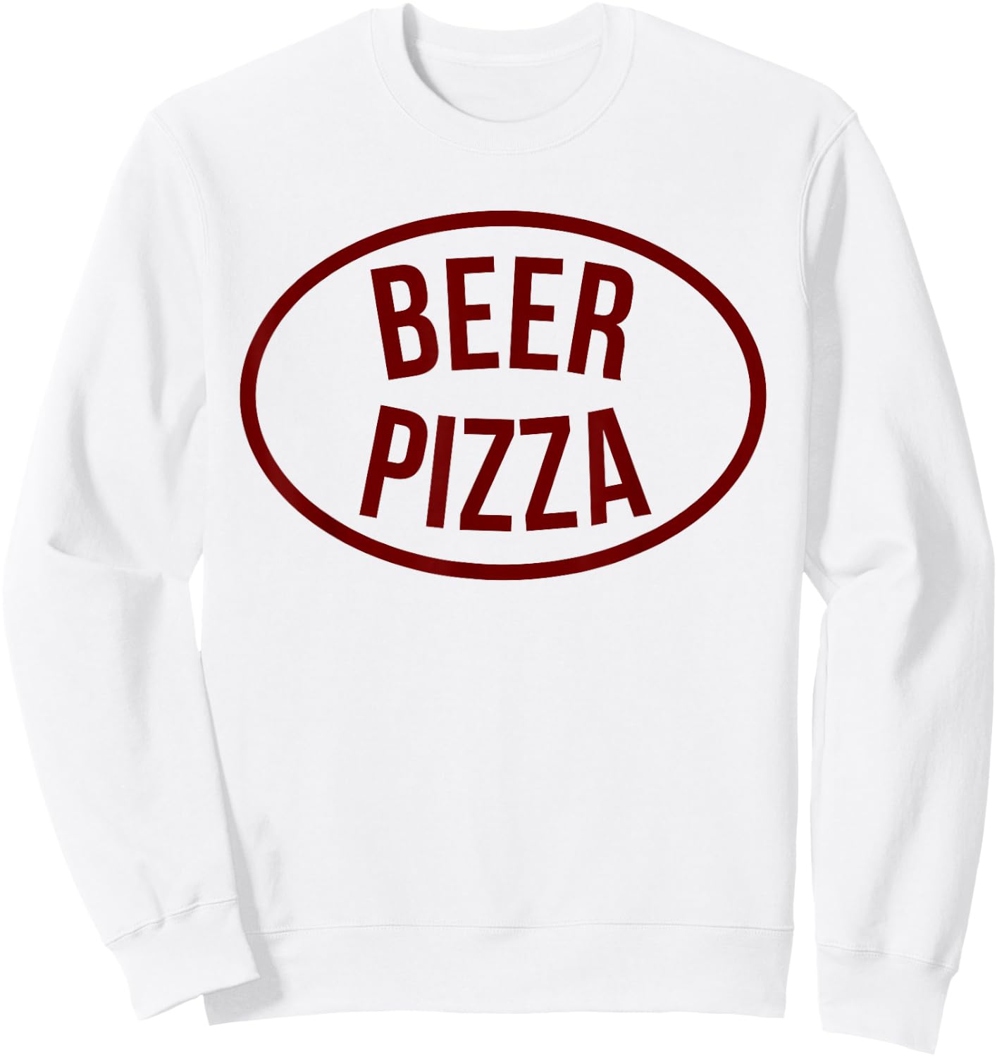 BEER PIZZA - Cool Funny Kpop Junk Food Humor Logo Statement Sweatshirt - Sweatshirt | White