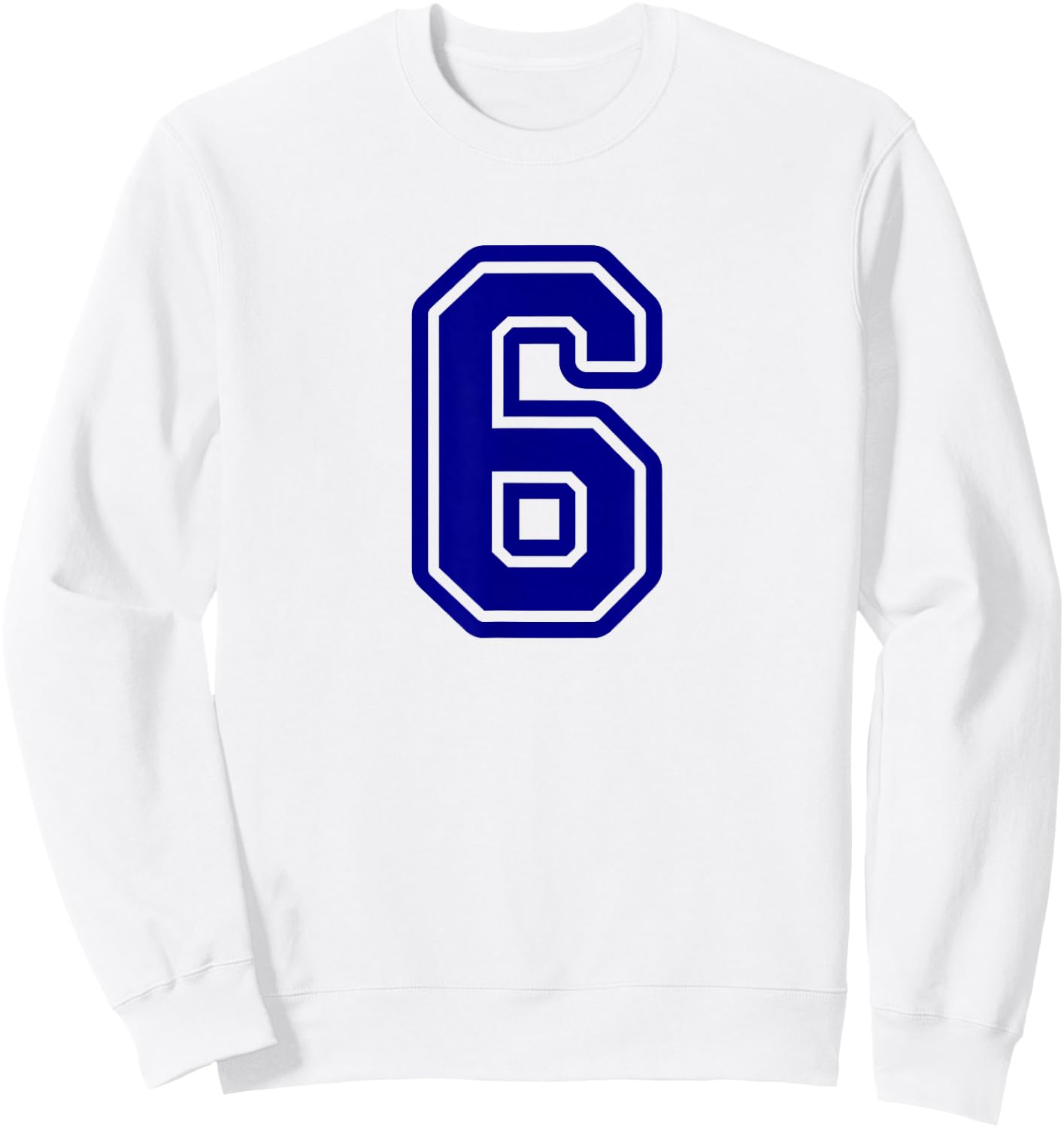Blue Sports Team Number #6 Sweatshirt - Sweatshirt | White