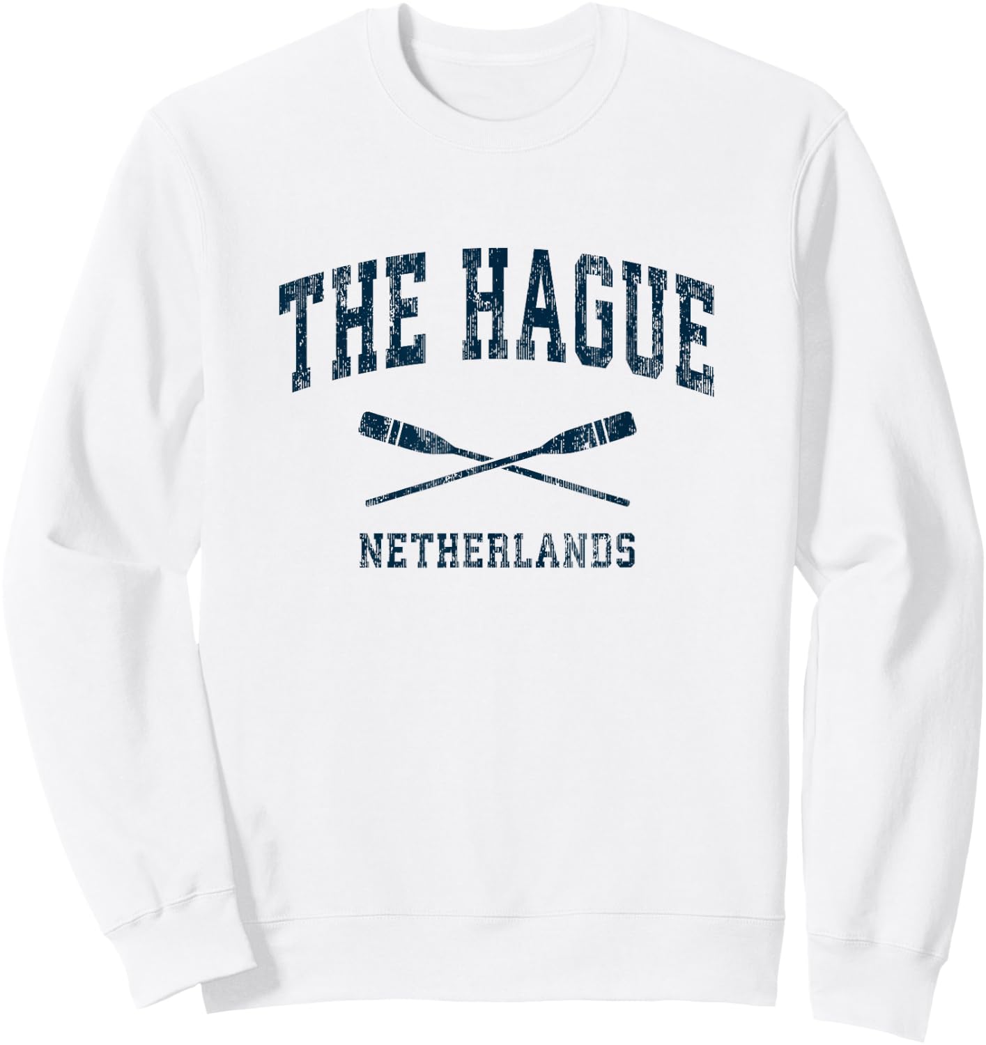 The Hague Netherlands Vintage Nautical Paddles Sports Oars Sweatshirt - Sweatshirt | White