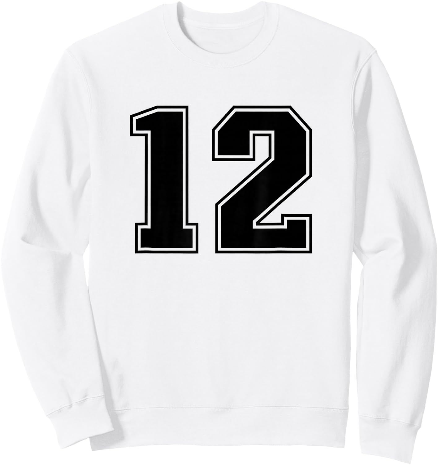 Black Sports Team Number #12 Sweatshirt - Sweatshirt | White