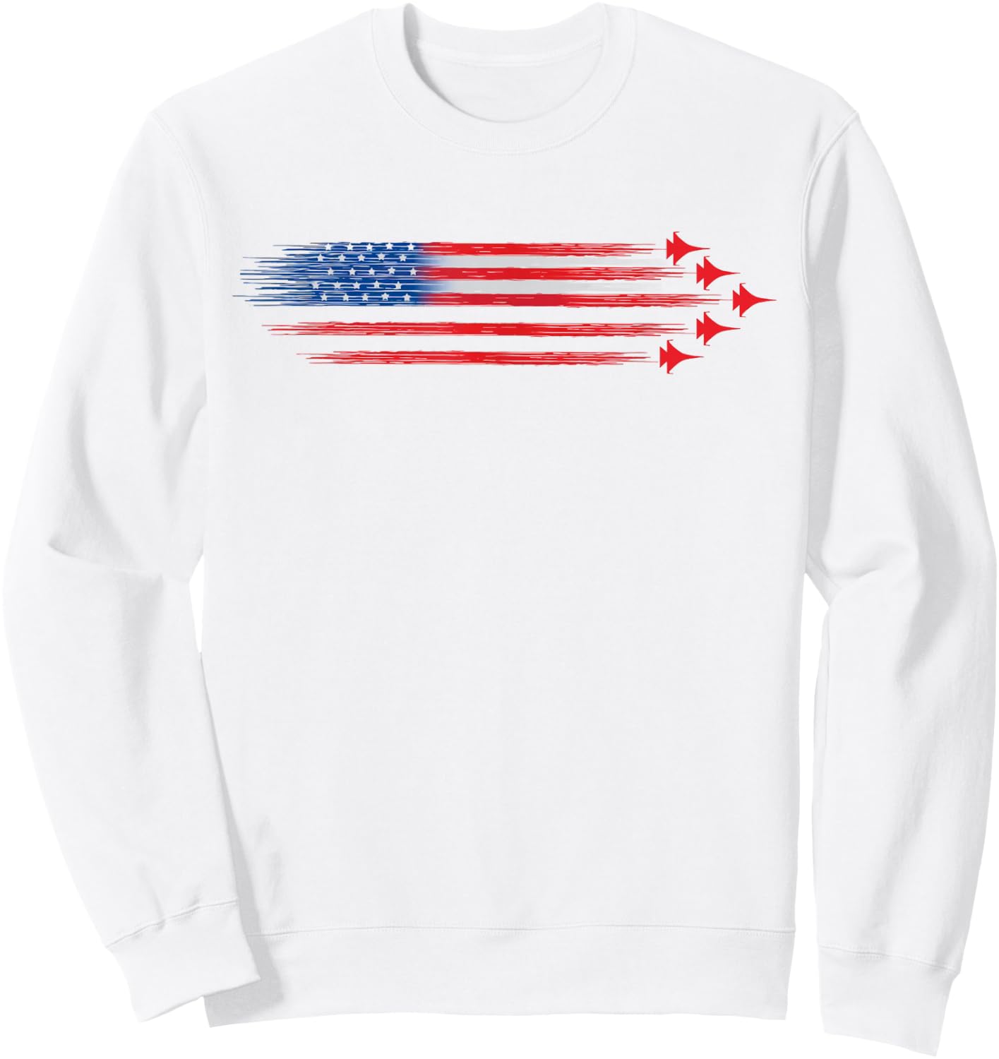 American Red White Blue USA Flag Fighter Jets US 4th of July Kids Men Sweatshirt - Sweatshirt | White