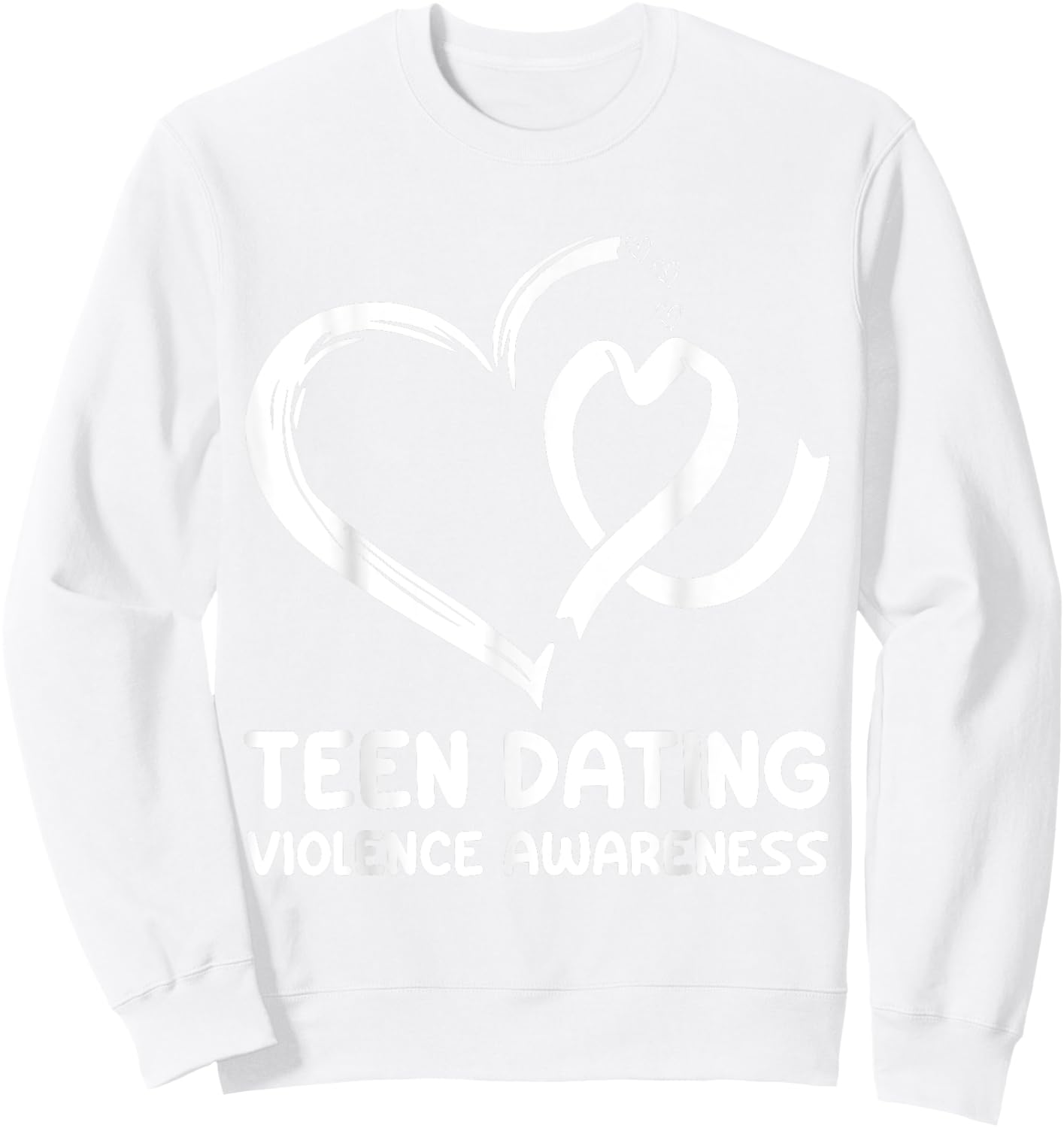heart ribbon We Wear orange teen dating violence Awareness Sweatshirt - Sweatshirt | White