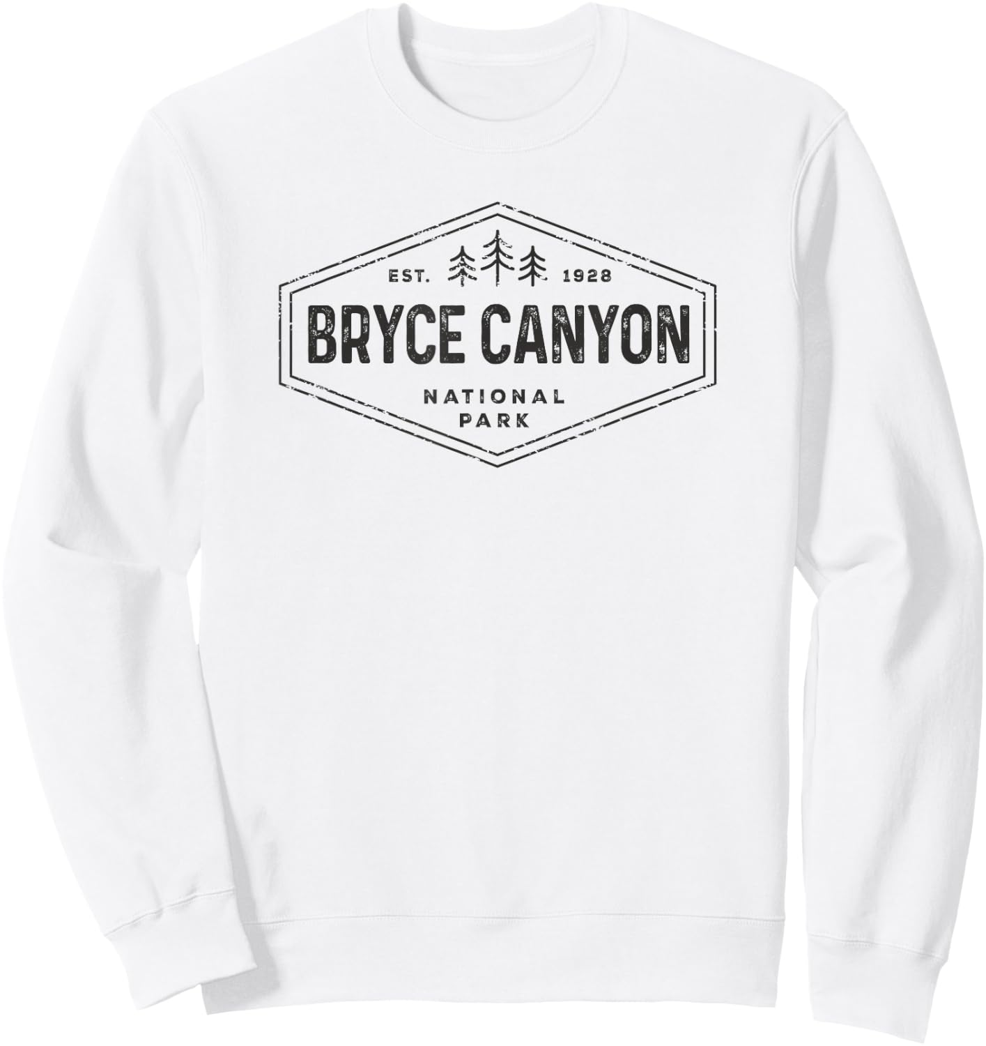Bryce Canyon National Park Shirt Retro Hexagon Badge Hiking Sweatshirt - Sweatshirt | White