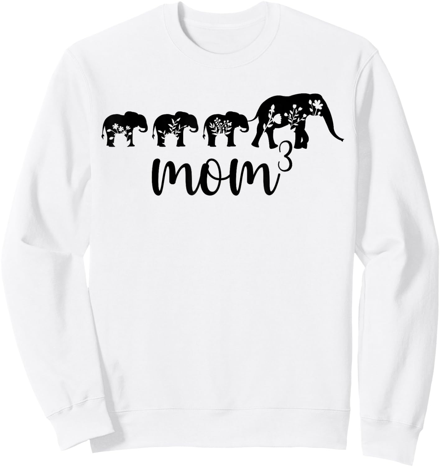 Mom Of Three Elephant Triplet Mom Of 3 Mama Of Three Sweatshirt - Sweatshirt | White