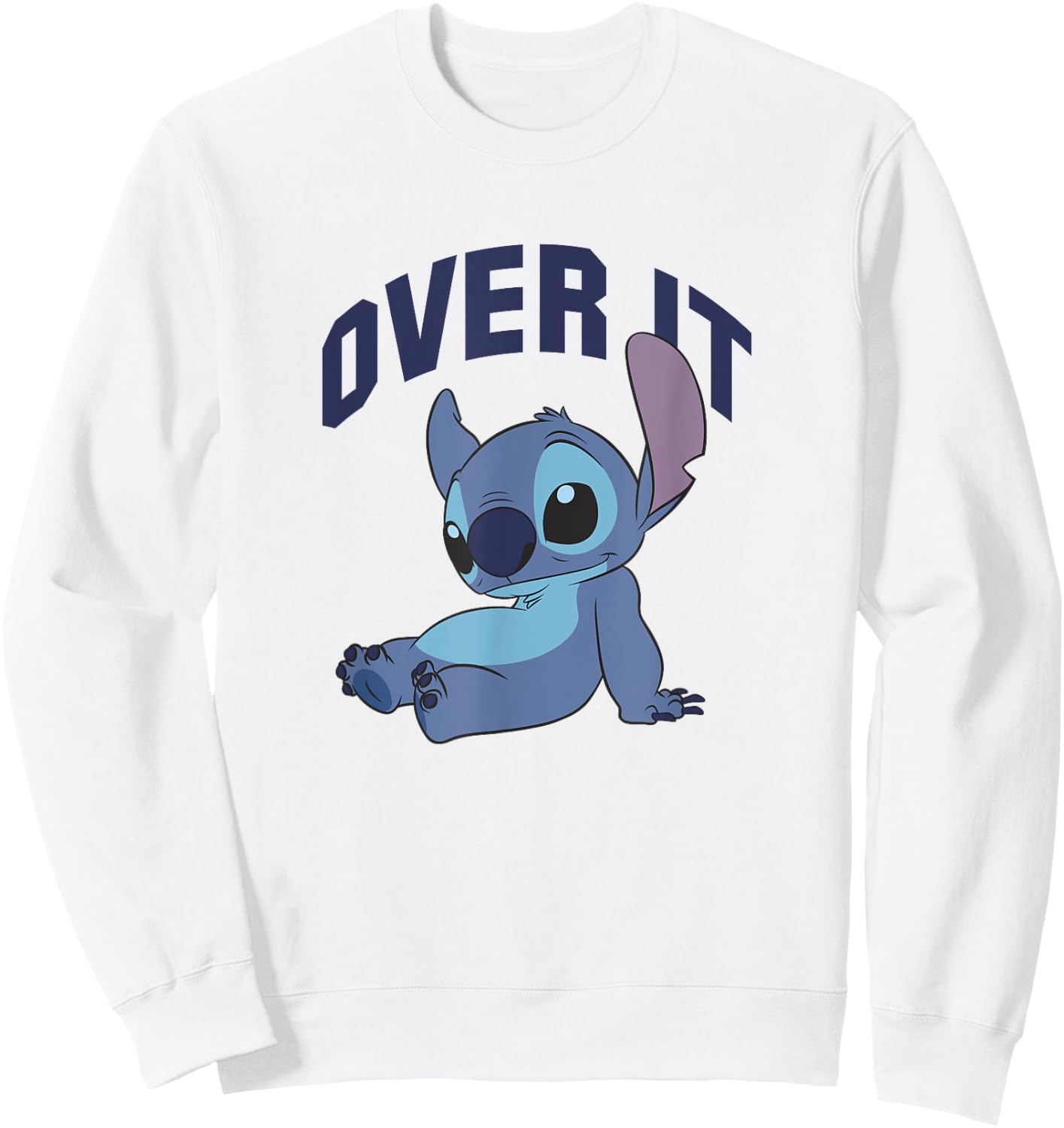 Disney Lilo & Stitch Over It Not In The Mood Big Chest Logo Sweatshirt - Sweatshirt | White