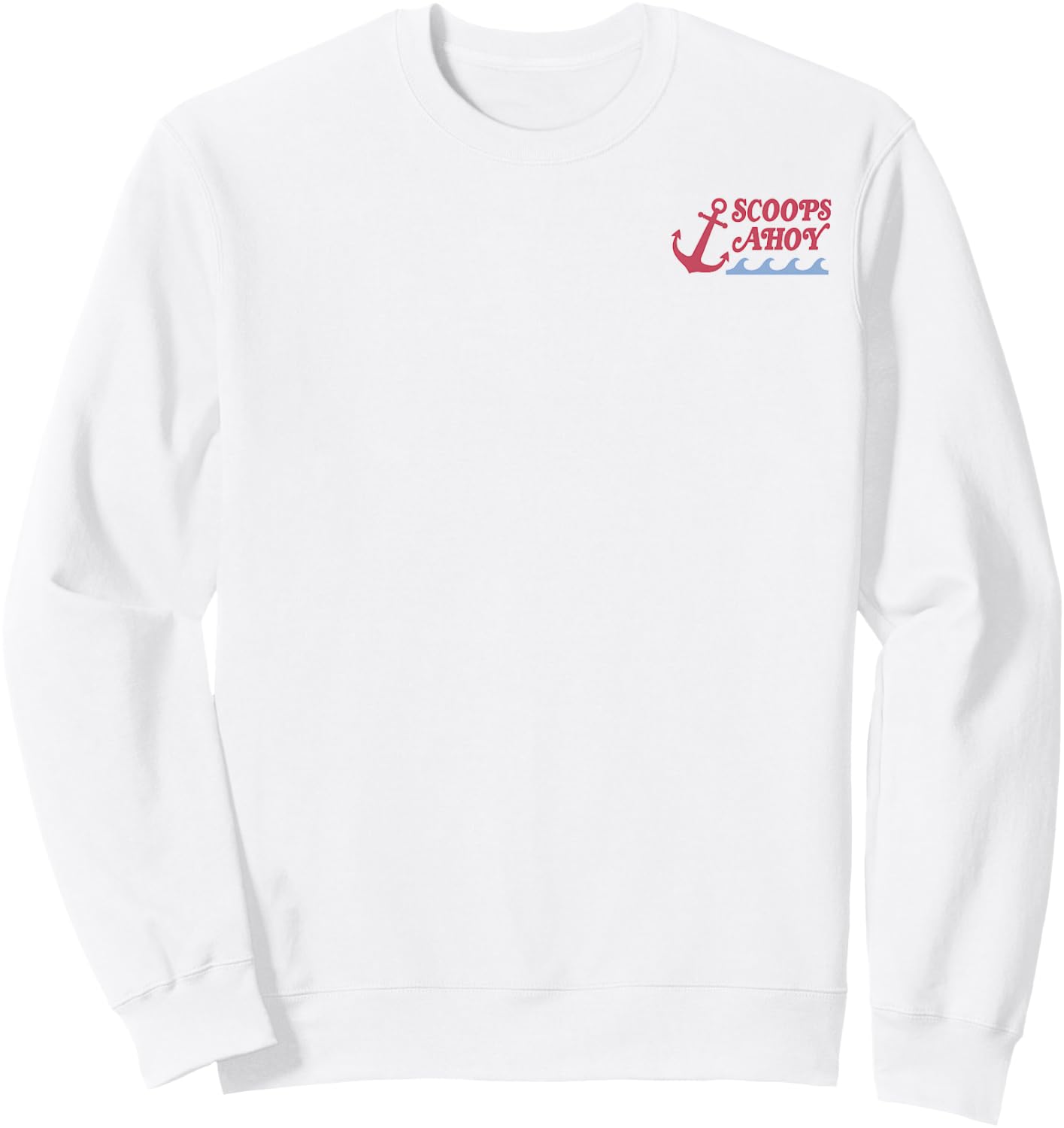 Stranger Things Scoops Ahoy Small Left Pocket Size Logo Sweatshirt - Sweatshirt | White