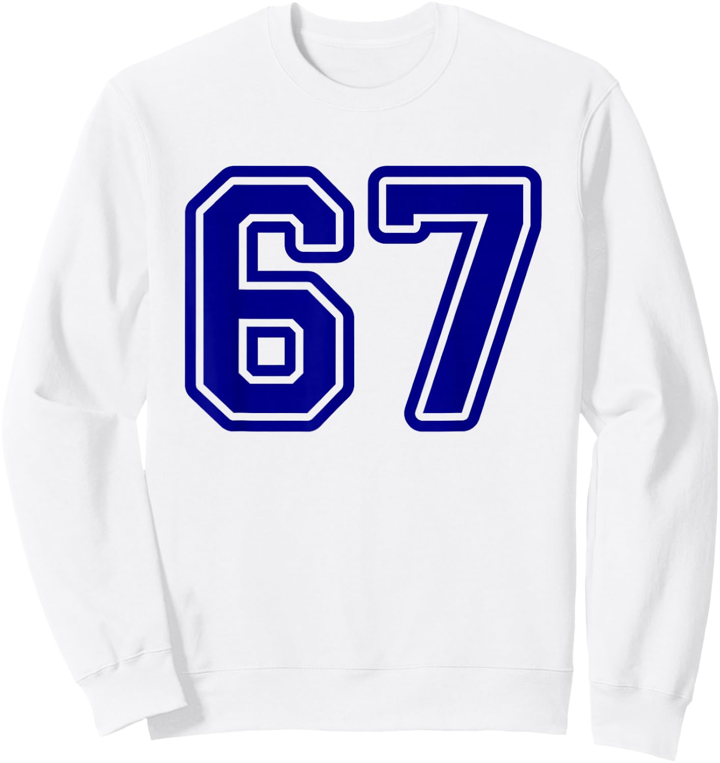 Blue Sports Team Number #67 Sweatshirt - Sweatshirt | White