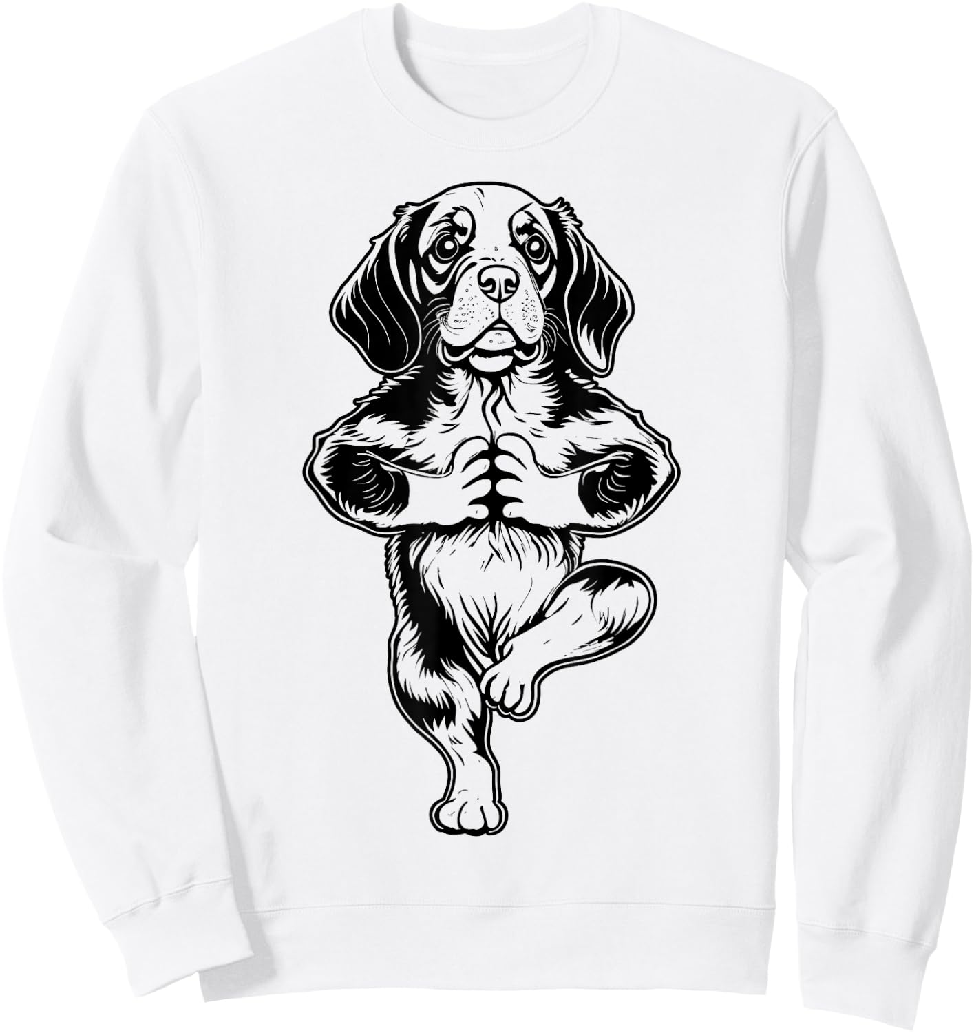 Beagle Yoga Puppy Dog Funny Dogs Tree Pose Vrikshasana Sweatshirt - Sweatshirt | White