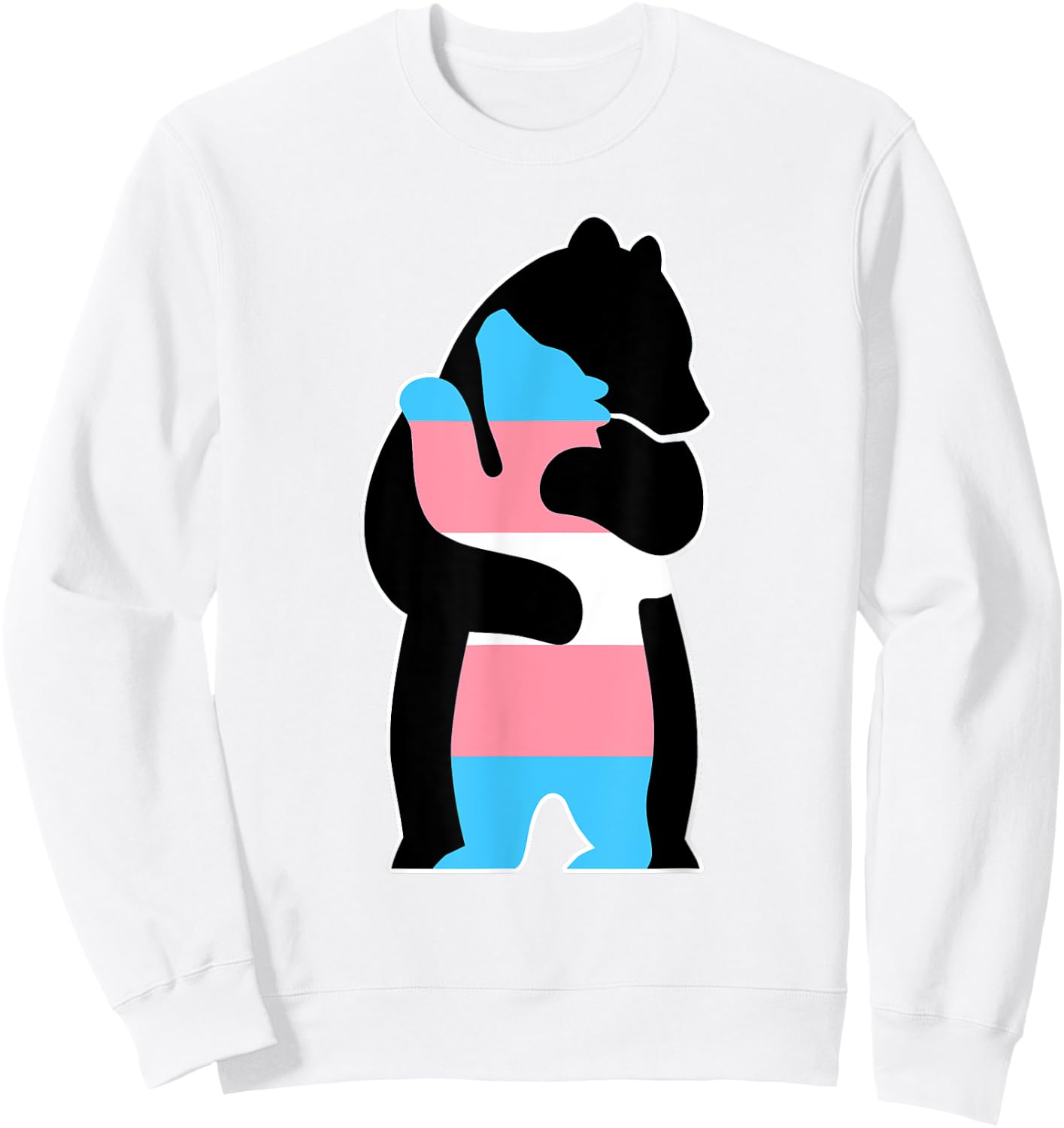 Trans Bear Hug Ally Pride Sweatshirt - Sweatshirt | White