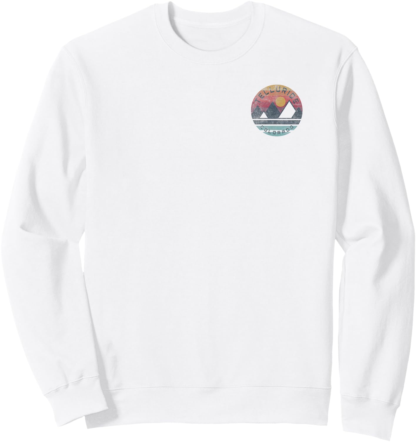 Telluride, Colorado Mountain Graphic Sweatshirt - Sweatshirt | White