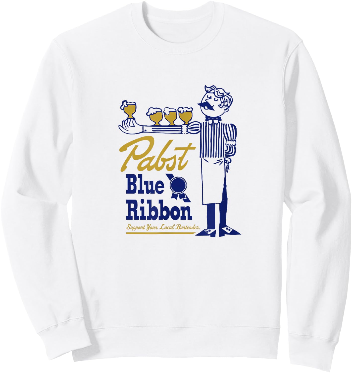 Pabst Blue Ribbon Classic Bartender Sweatshirt - Sweatshirt | White