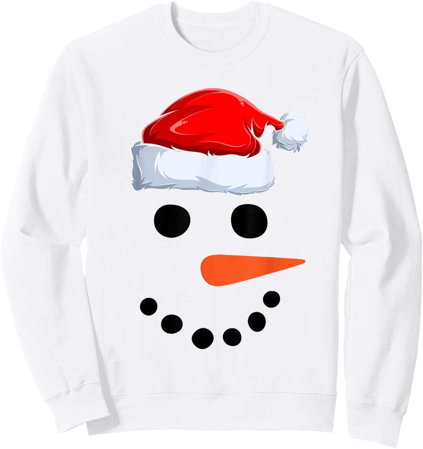 Winter Snowman Face Costume Christmas Snowman Sweatshirt - Sweatshirt | White