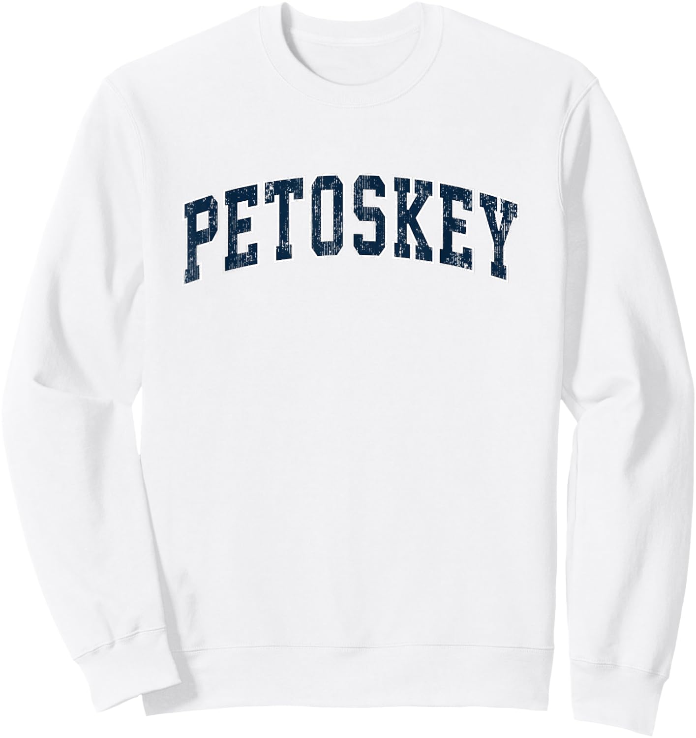 Petoskey Michigan MI Vintage Sports Design Navy Design Sweatshirt - Sweatshirt | White