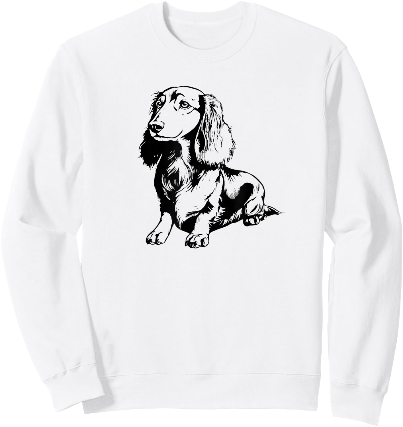 Retro Vintage Logo Long Haired Dachshund Lover Sweatshirt - Sweatshirt | White