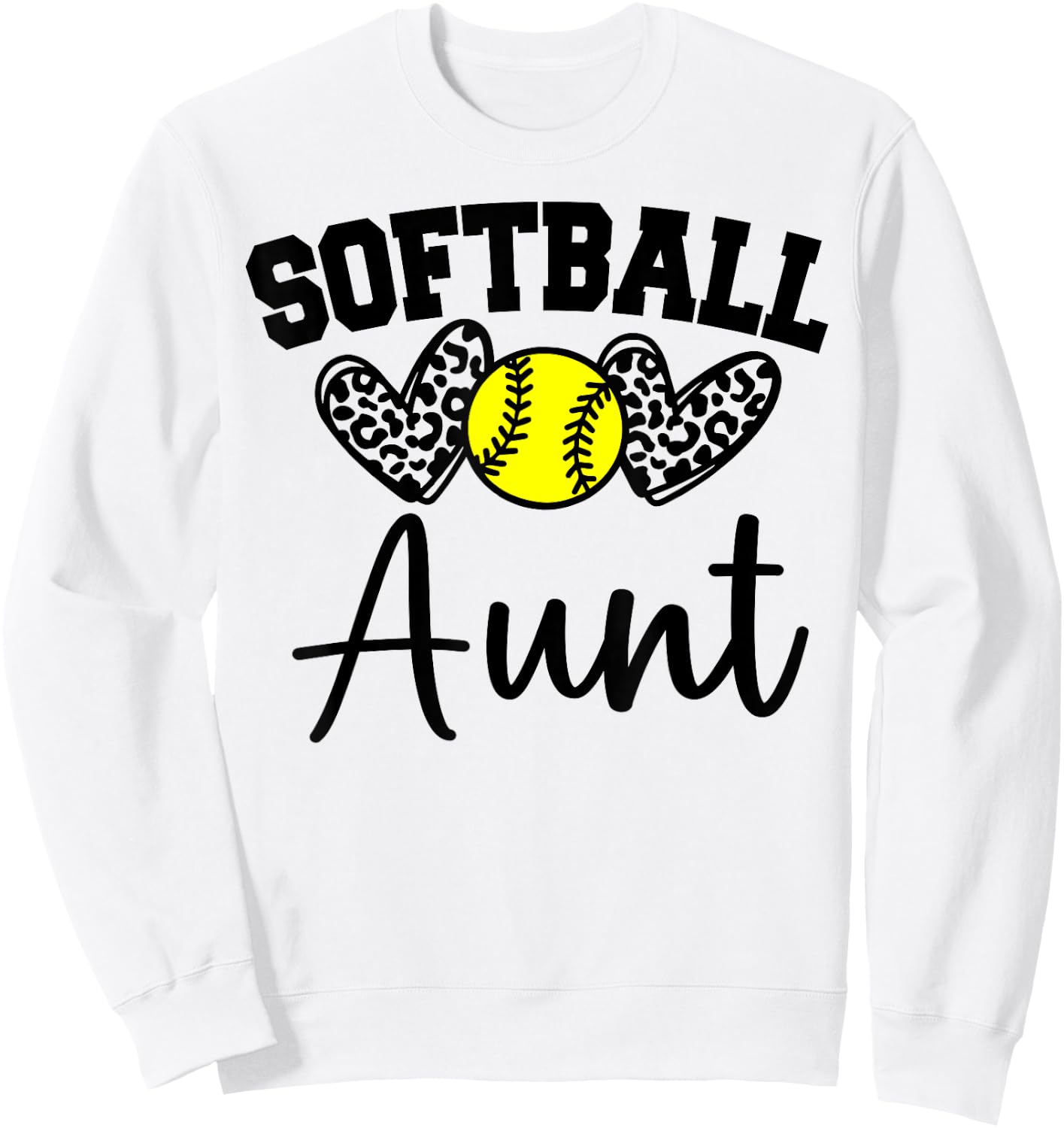 Personalized Softball Heart Cute Aunt Women Softball Sweatshirt - Sweatshirt | White