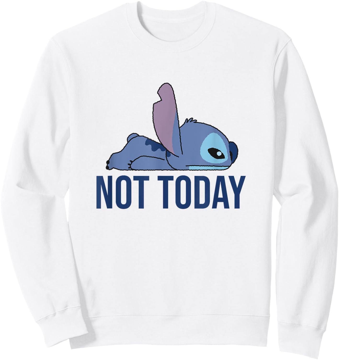 Disney Lilo & Stitch Not Today Lying Down Stitch Side View Sweatshirt - Sweatshirt | White