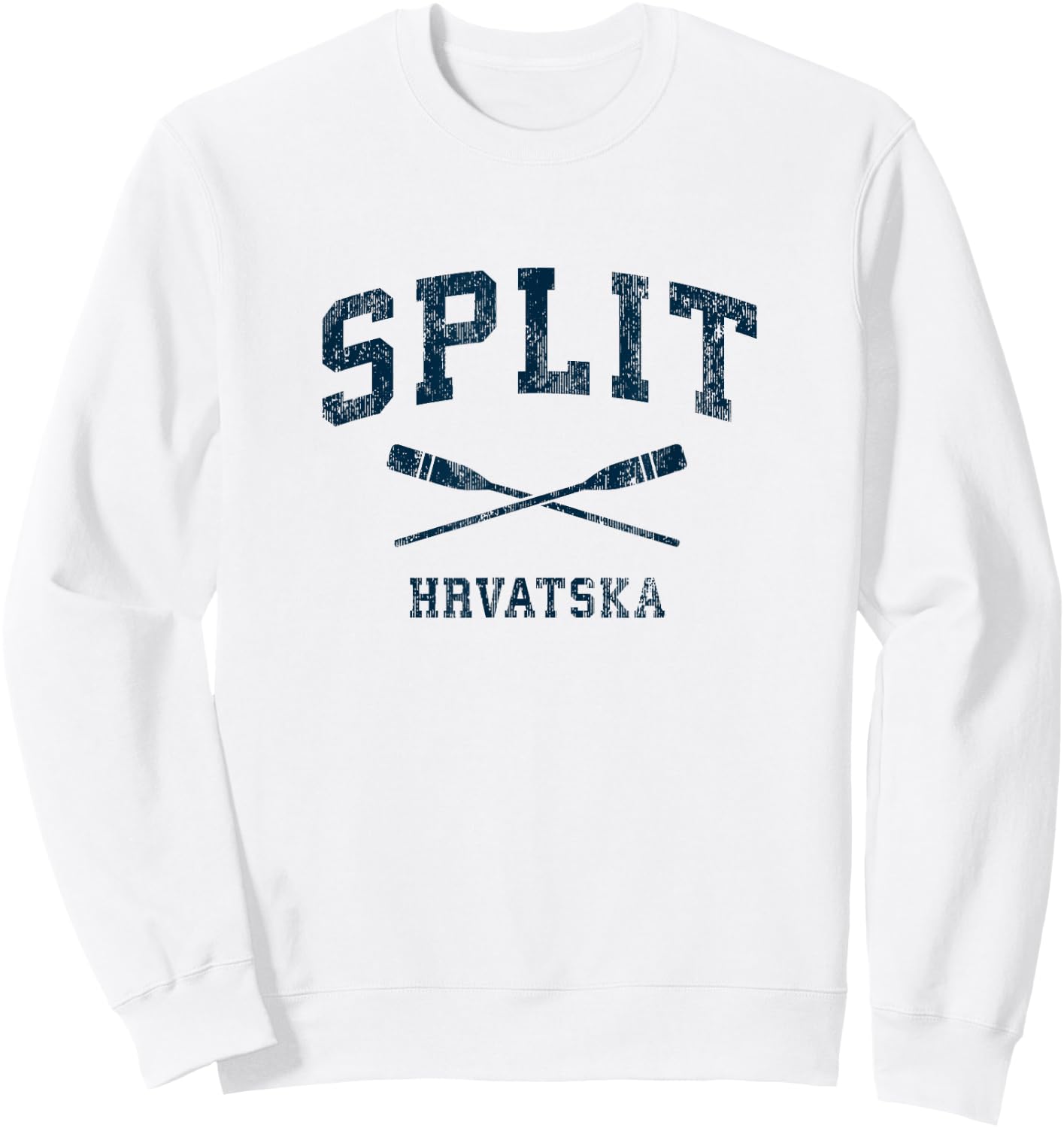 Split Croatia Vintage Nautical Paddles Sports Oars Sweatshirt - Sweatshirt | White