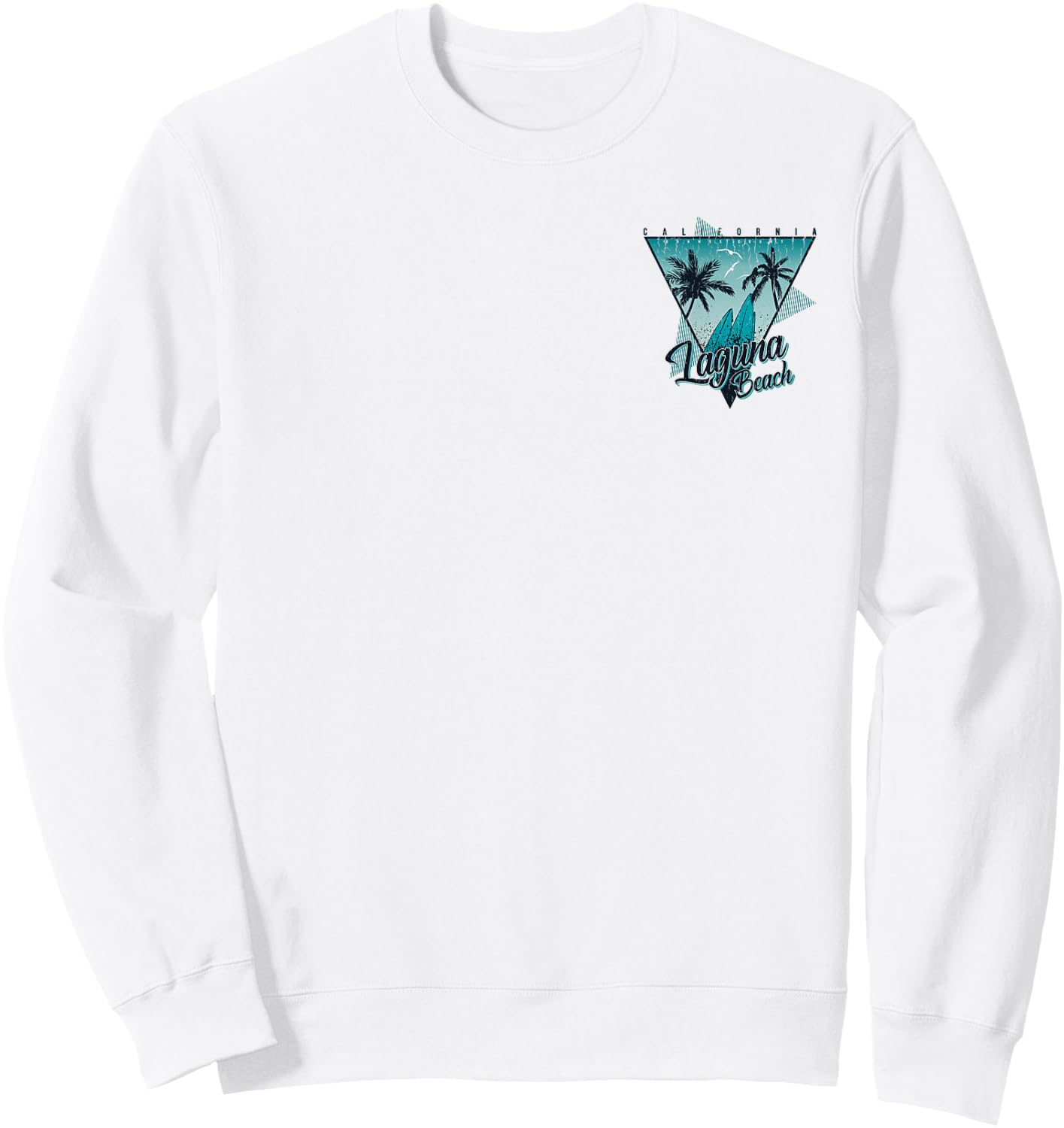 2-Sided Laguna Beach California Summer Vintage Surfing Style Sweatshirt - Sweatshirt | White