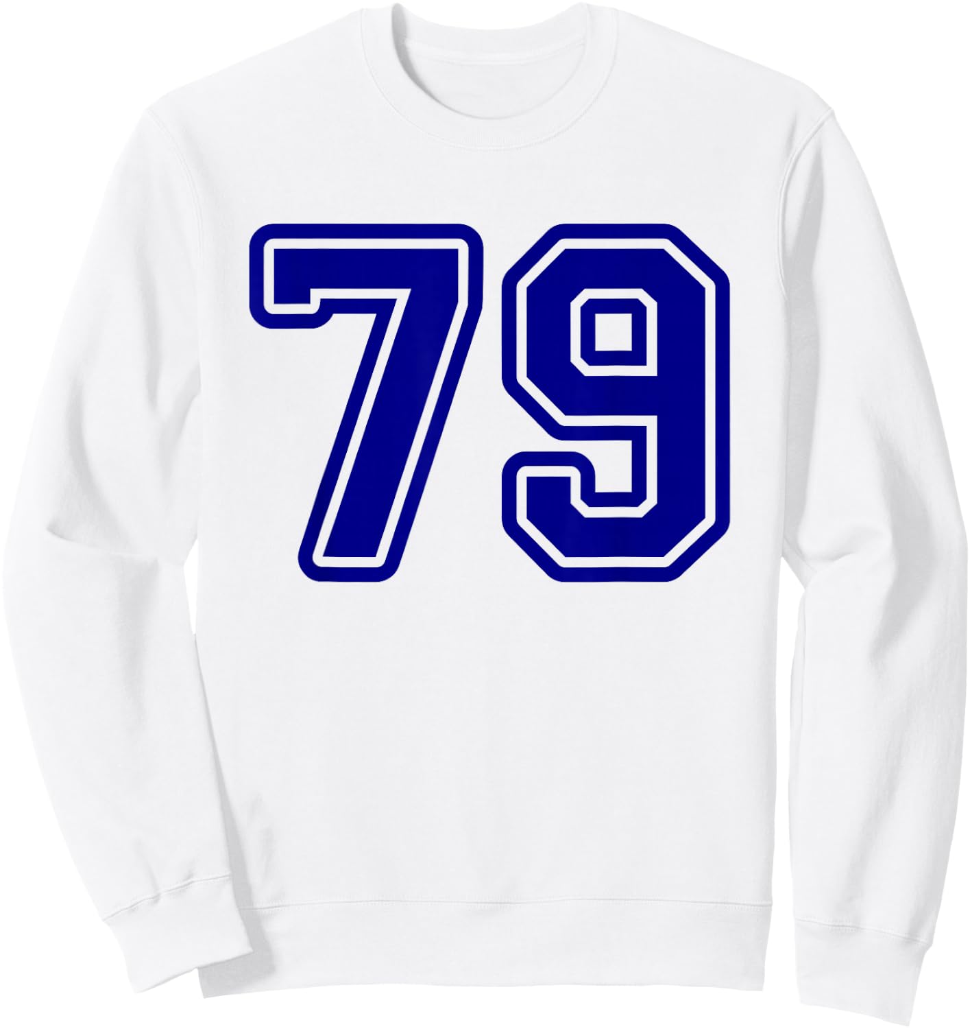 Blue Sports Team Number #79 Sweatshirt - Sweatshirt | White
