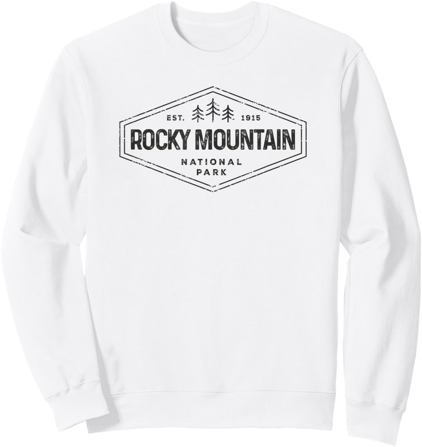 Rocky Mountains National Park Shirt Badge Camping Hiking Sweatshirt - Sweatshirt | White