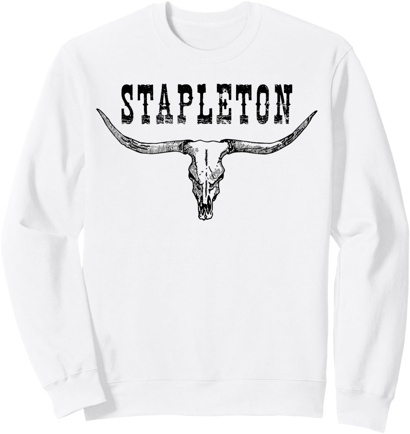 Western Stapleton Cow Skull Stapleton Punchy Cowboy Cowgirl Sweatshirt - Sweatshirt | White