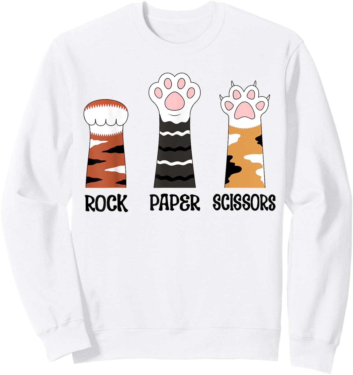 Funny Cat Paws Rock Paper Scissors Loves Playing Boys Kids Sweatshirt - Sweatshirt | White