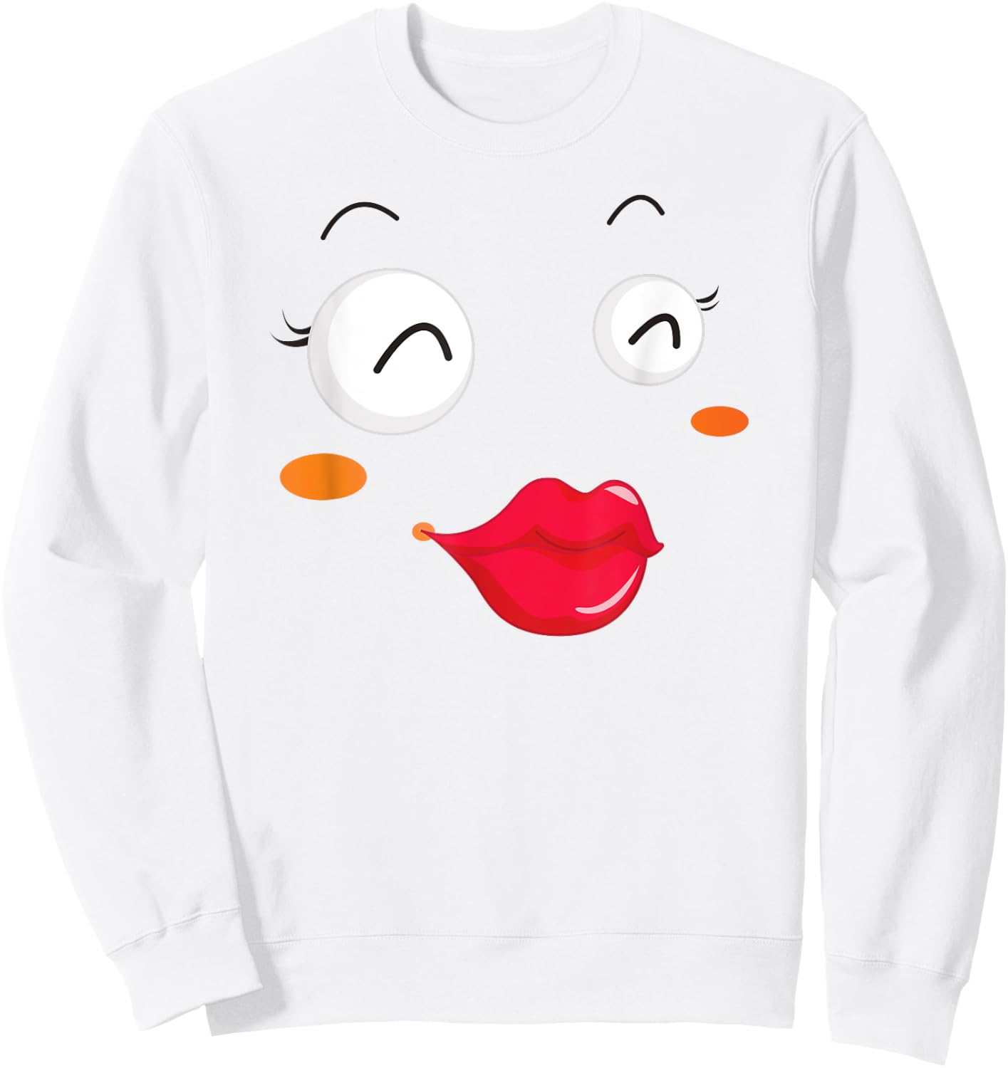 Group Costume Team Outfit Woman Dress Kiss Lips Emoticon Sweatshirt - Sweatshirt | White