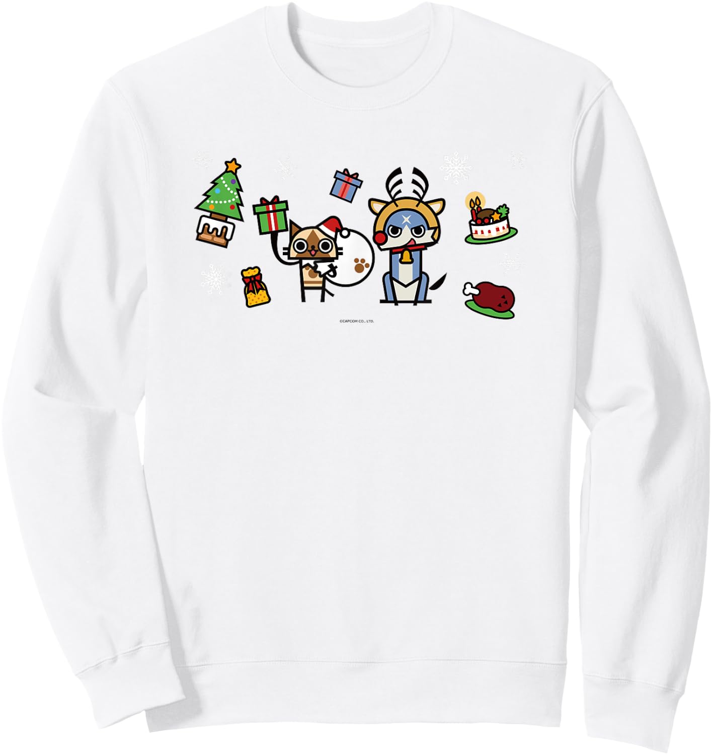 Monster Hunter Rise: Sunbreak Palamute＆Palico Christmas (B) Sweatshirt - Sweatshirt | White