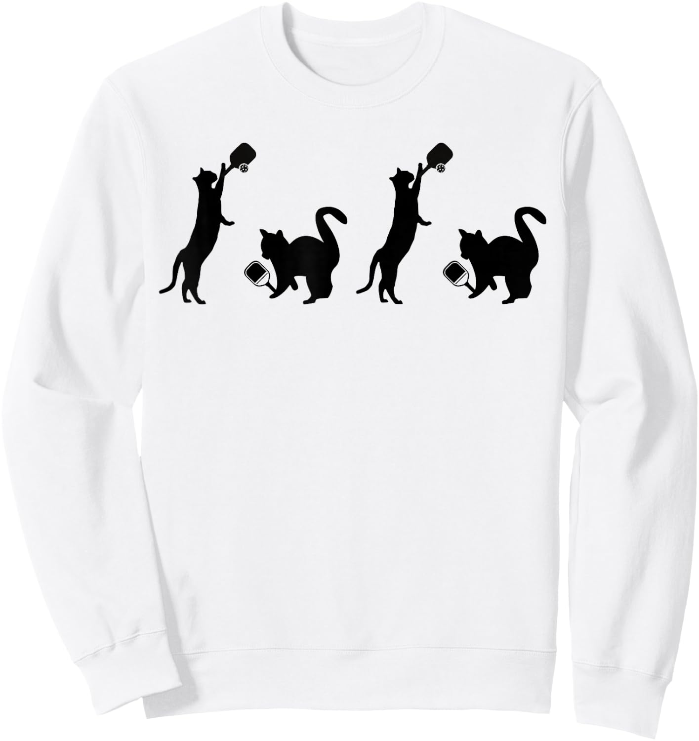 Cats Playing Pickleball Funny Cat Lover Cute Pickleball Sweatshirt - Sweatshirt | White