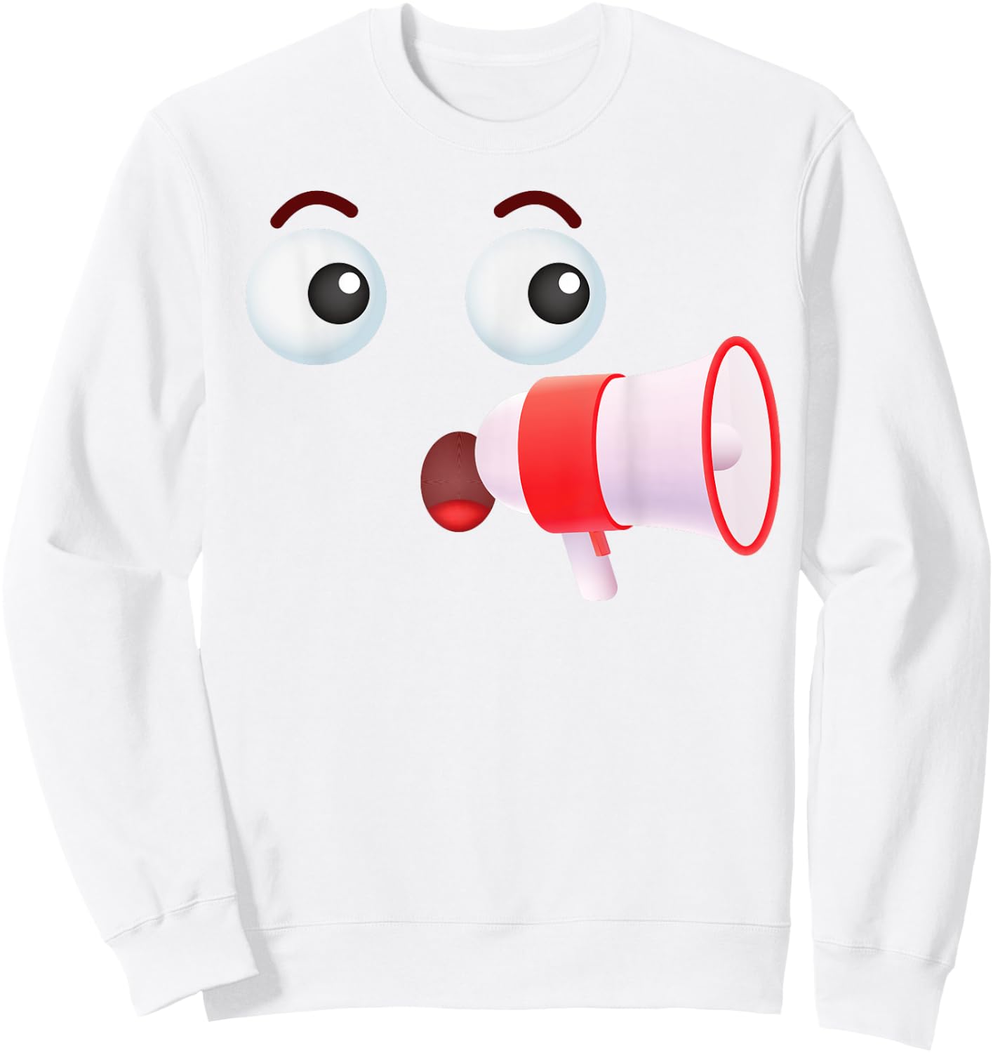 Group Costume Team Outfit Tour Guide Megaphone Emoticon Sweatshirt - Sweatshirt | White
