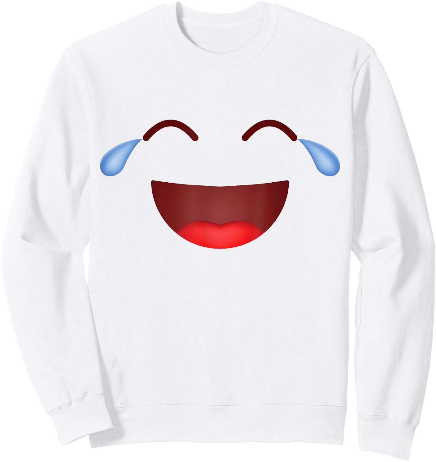 Group Costume Halloween Team Outfit Teary Laughing Emoticon Sweatshirt - Sweatshirt | White
