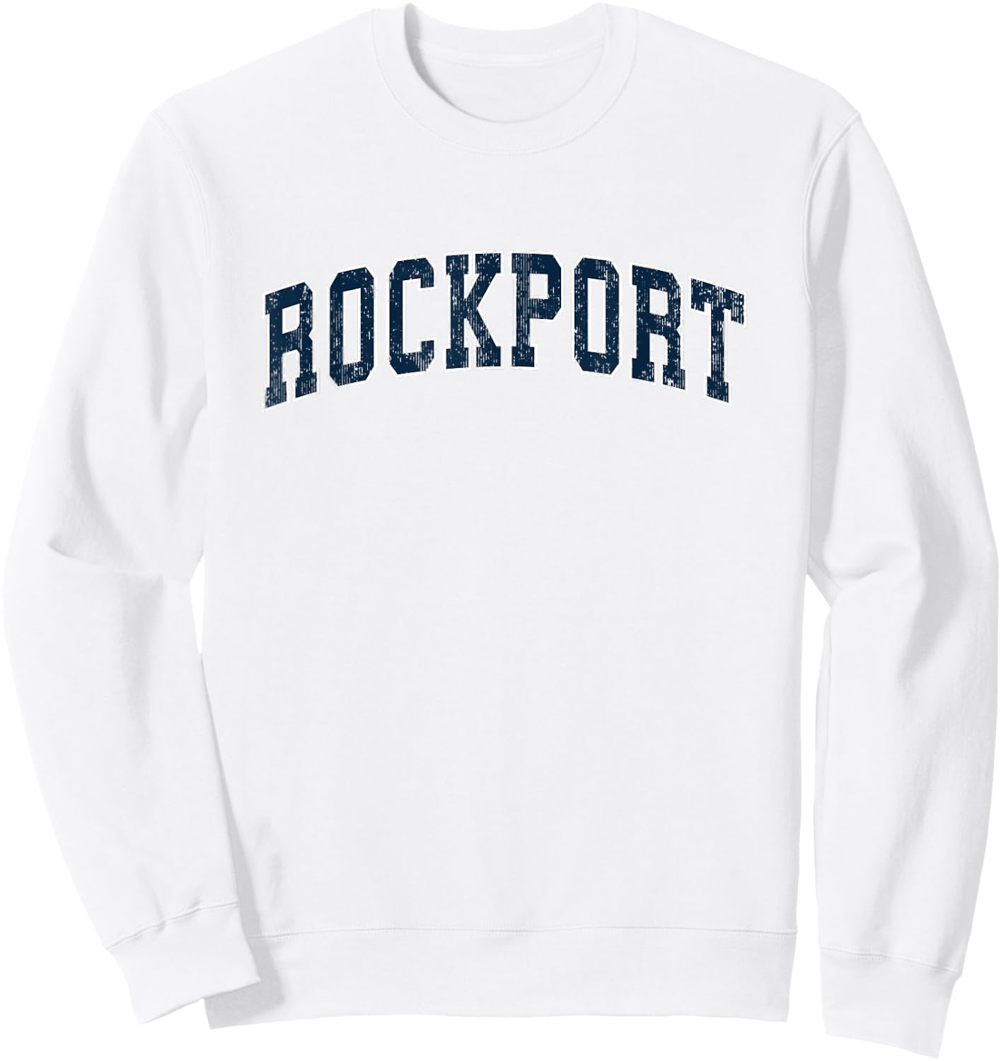 Rockport Massachusetts MA Vintage Sports Design Navy Design Sweatshirt - Sweatshirt | White