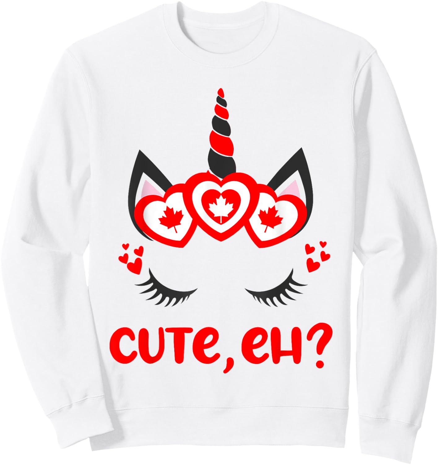Funny Canadian Eh Girl Cute Unicorn Maple Leaf Canada Day Sweatshirt - Sweatshirt | White