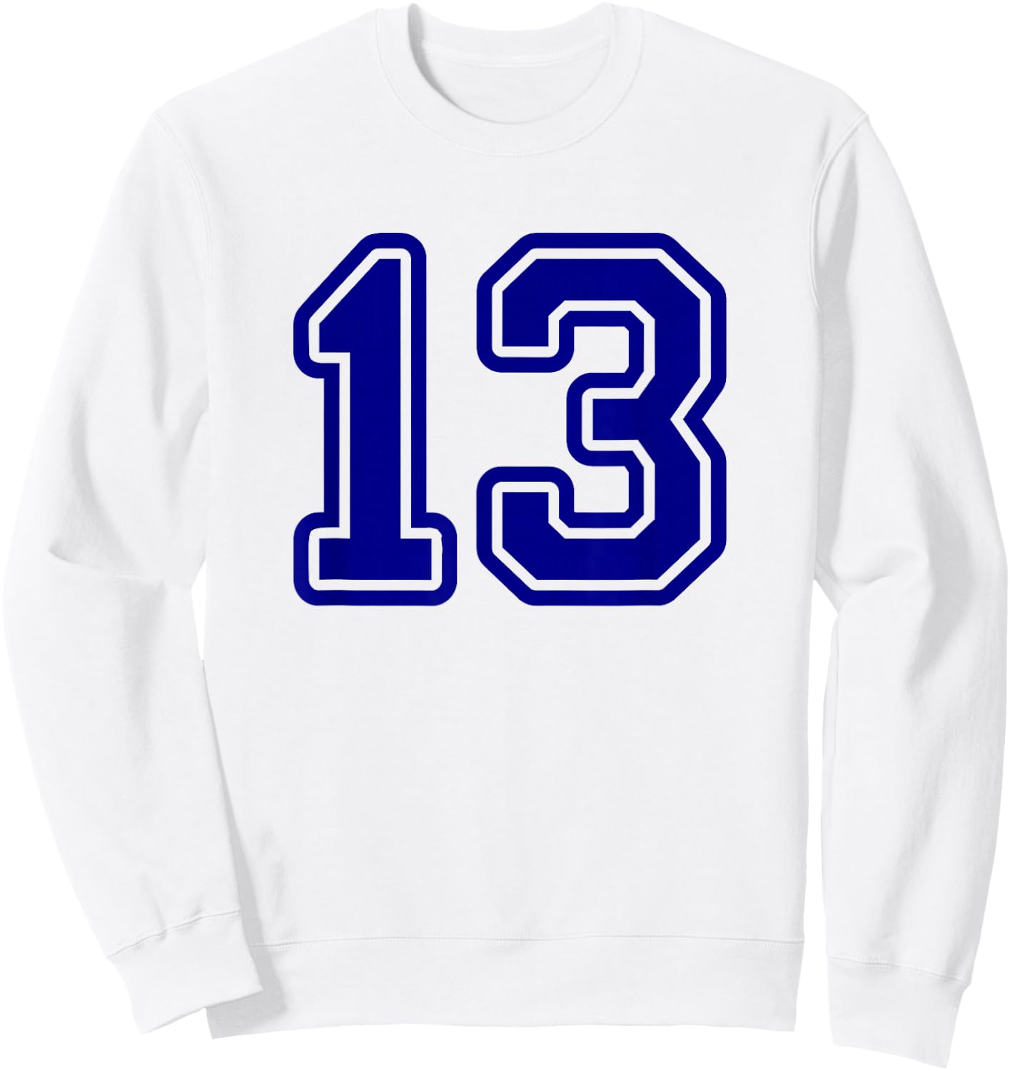 Blue Sports Team Number 13 Sweatshirt - Sweatshirt | White