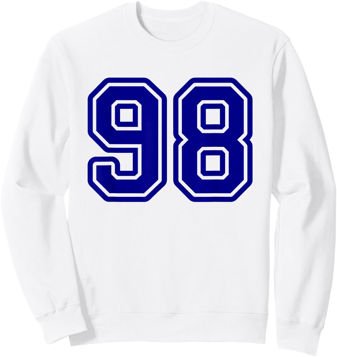 Blue Varsity Sports Team Number #98 Sweatshirt - Sweatshirt | White