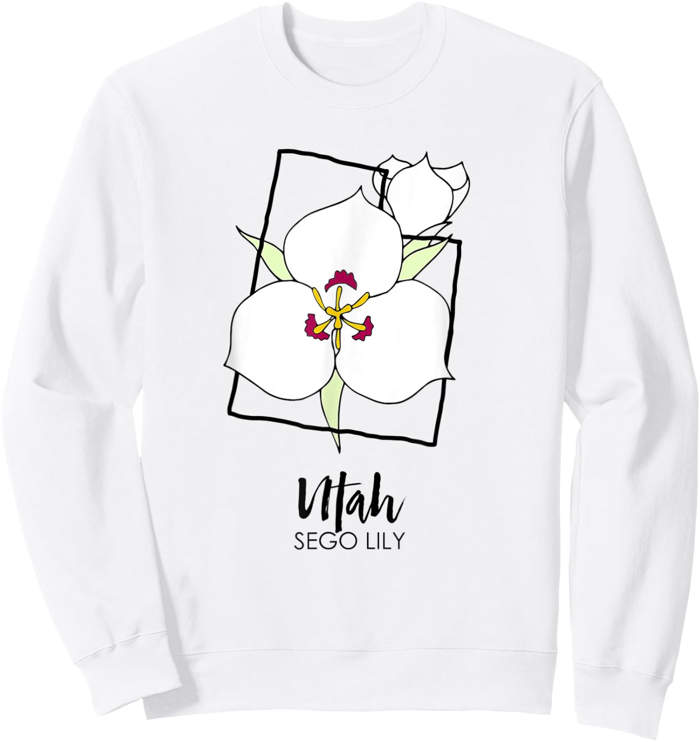 Utah Sego Lily Flower Sweatshirt - Sweatshirt | White