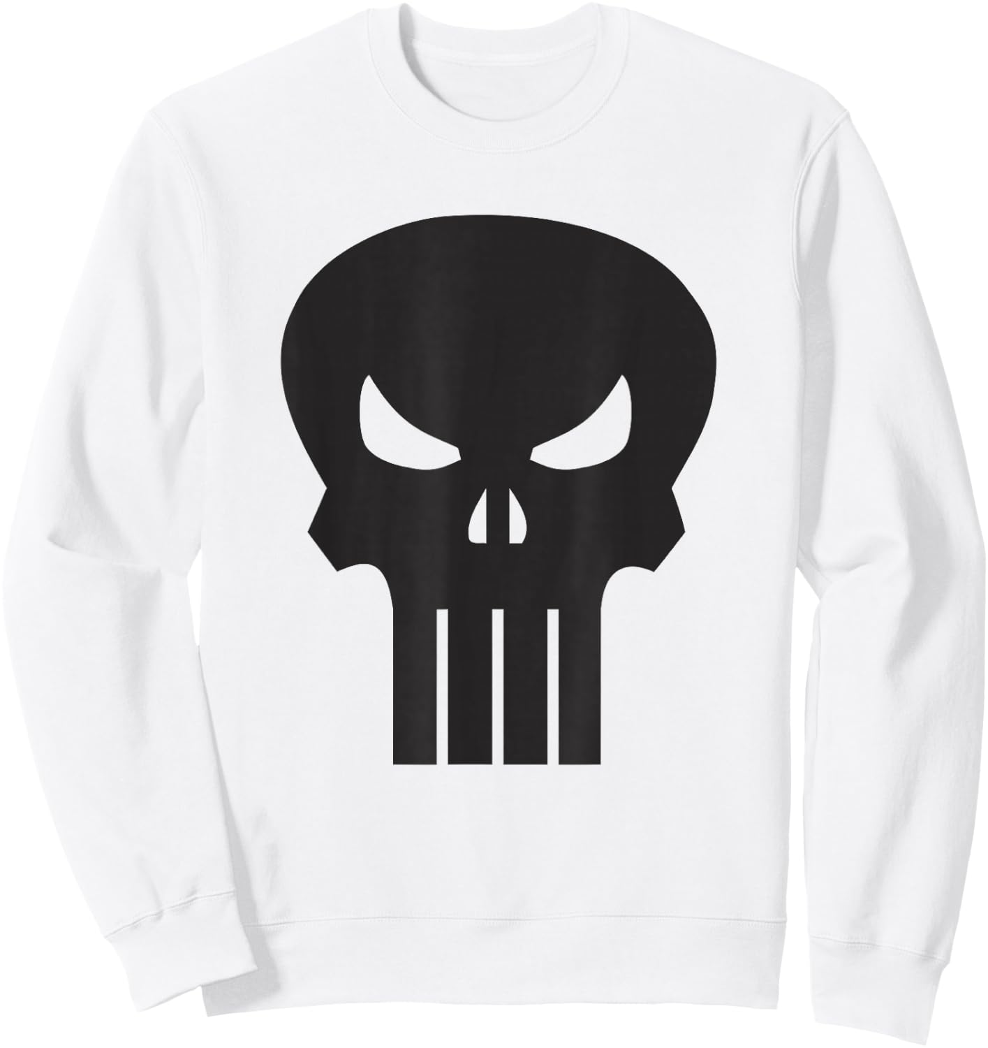 Marvel Comics Retro Classic Punisher Black Skull Chest Logo Sweatshirt - Sweatshirt | White