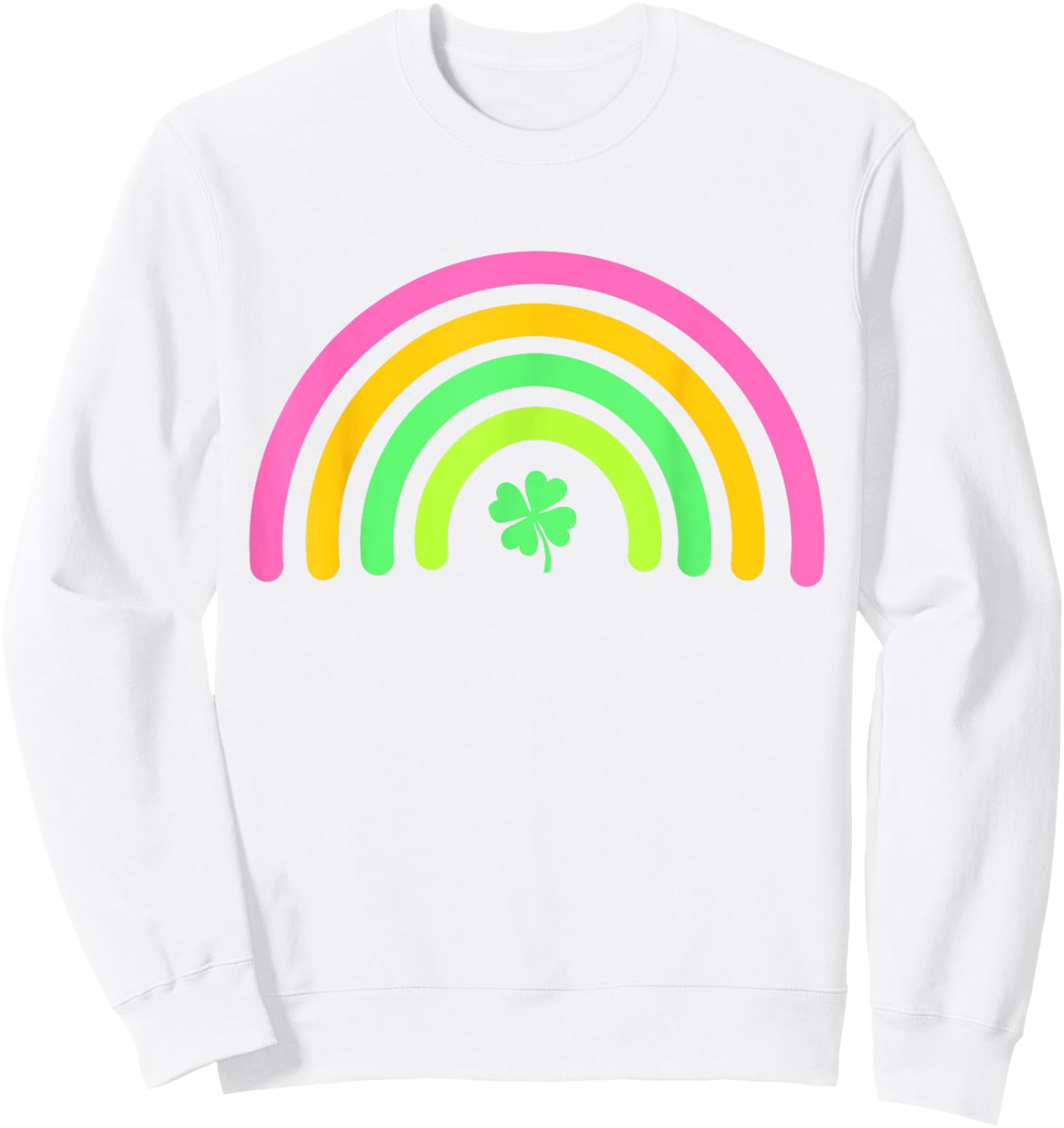 Green Four Leaf Clover Rainbow St Patrick's Day Boys Girl Sweatshirt - Sweatshirt | White